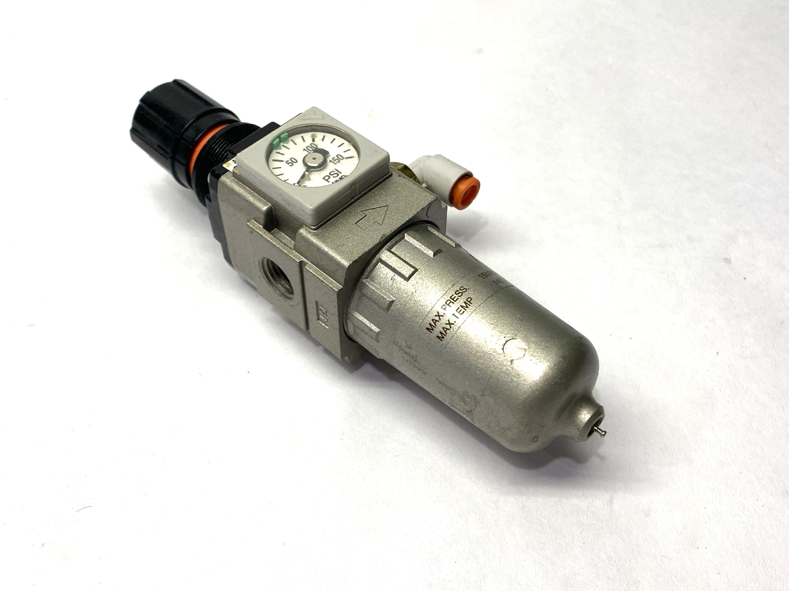 AW20-N02E-2Z | SMC Pneumatic Filter Regulator 1/4" Ports - Used - Maverick Industrial Sales