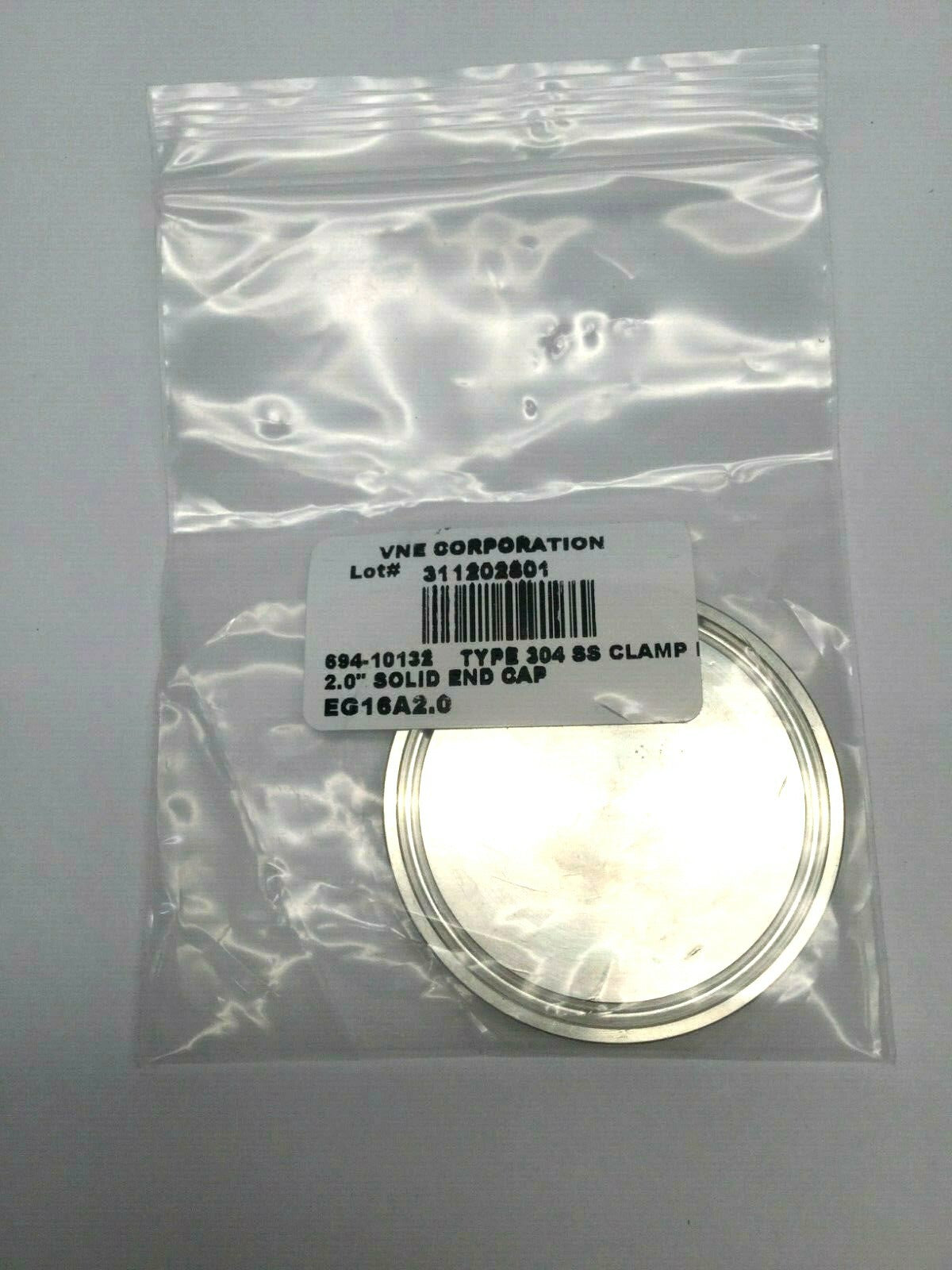 EG16A2.0 | VNE Corporation Type 304 SS Clamp 2” Solid End Cap - New – Open box - Maverick Industrial Sales