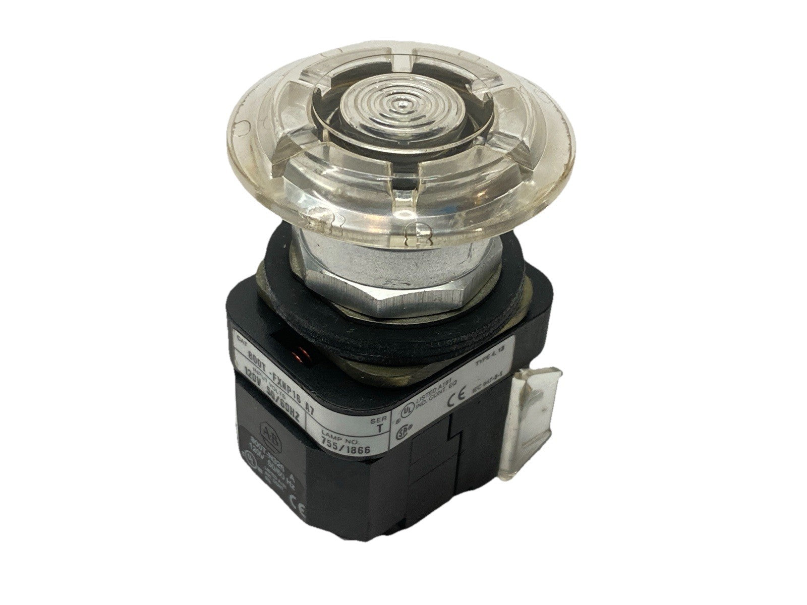 Allen Bradley 800T-FXMP16A7 Ser T Push-Pull Mushroom Button Clear 30mm 120V - Maverick Industrial Sales