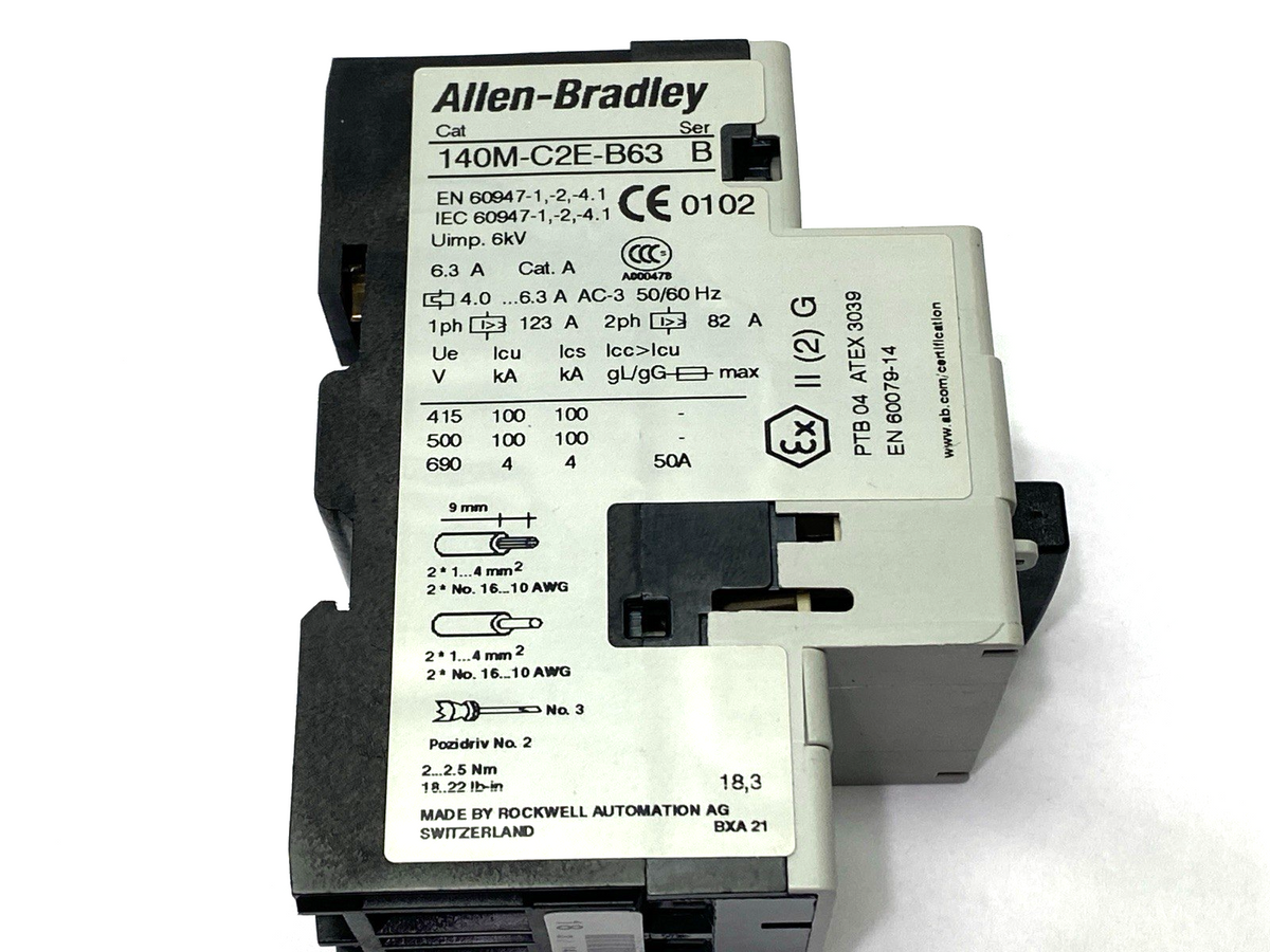 Allen Bradley 140M-C2E-B63 Ser. B Motor Protection Circuit Breaker 4.0-6.3A - Maverick Industrial Sales