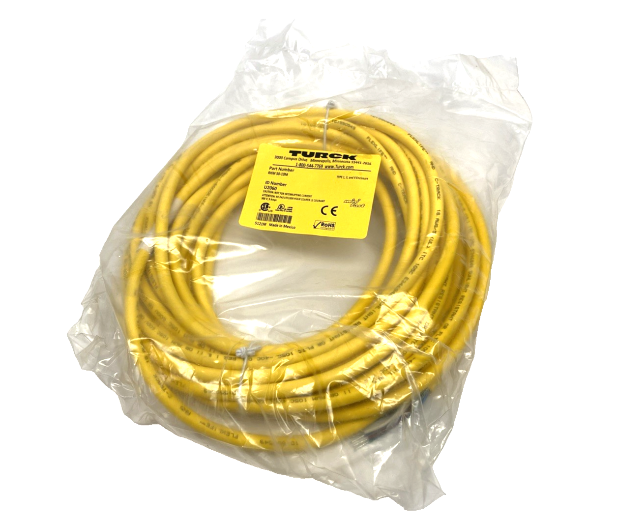 Turck RKM 50-10M Cordset 7/8" Female 5-Pin To Leads 10m U2060 - Maverick Industrial Sales