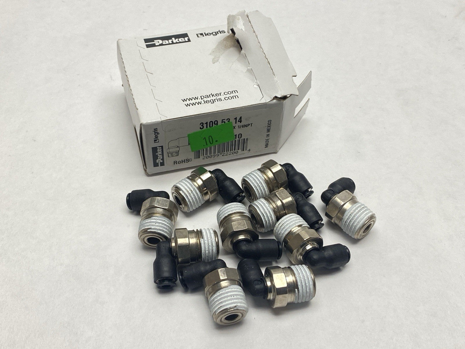 Parker 3109 53 14 90-Degree Swivel Push-In Fittings 1/8" x 1/4" NPT BOX OF 10 - Maverick Industrial Sales