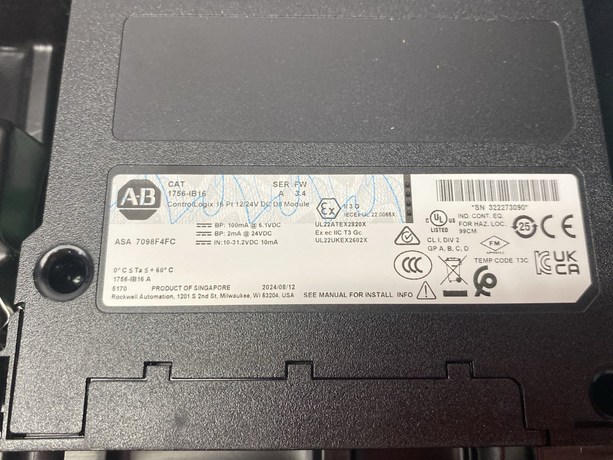 1756-IB16 | Allen Bradley Ser. A ControlLogix 16 Pt Digital Input Module 12/24V DC - New – Open box - Maverick Industrial Sales