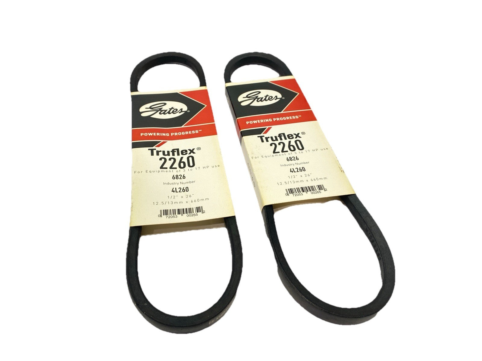 Gates 2260 4L260 Truflex V-Belt 1/2" x 26" LOT OF 2 - Maverick Industrial Sales