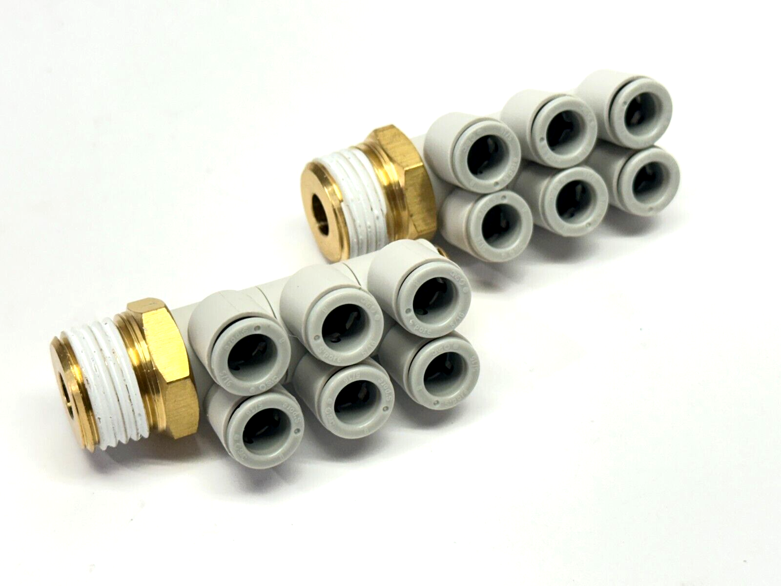 KQ2ZT08-04S | SMC 6-Way Banjo Fitting LOT OF 2 - New – Open box - Maverick Industrial Sales