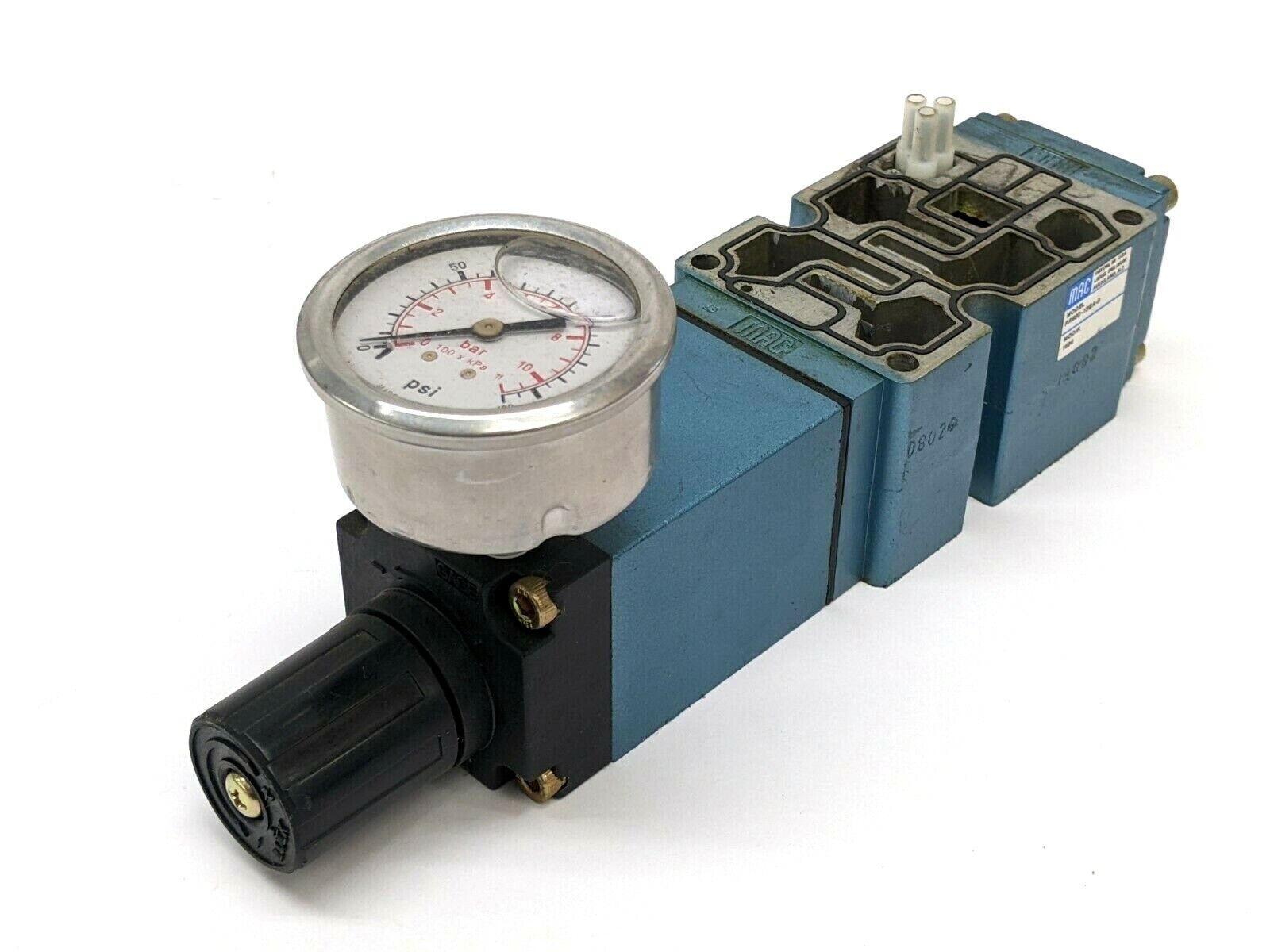 PR63D-13BA-9 | MAC Valves Sandwich Pressure Regulator w/ Gauge - Used - Maverick Industrial Sales
