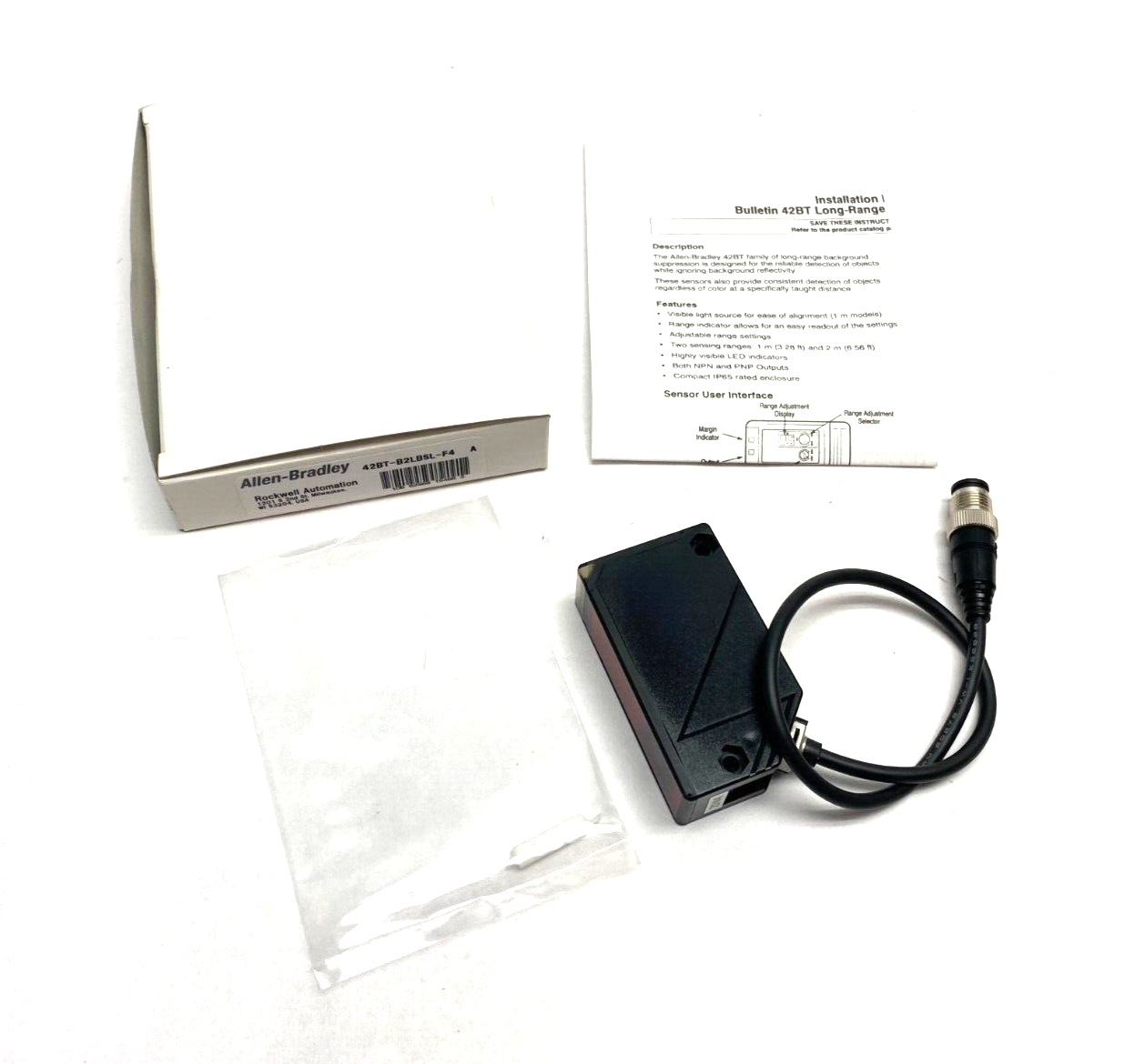 Allen Bradley 42BT-B2LBSL-F4 Ser. A PHOTOSWITCH Long-Range BGS Sensor, Red - Maverick Industrial Sales