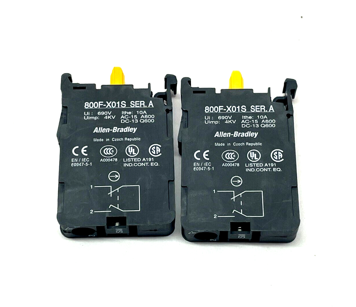 Allen Bradley 800F-X01S Ser. A 22mm Contact Block LOT OF 2 - Maverick Industrial Sales
