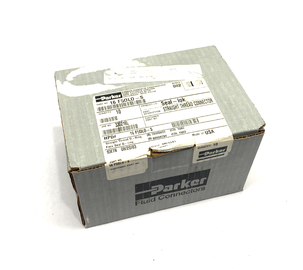 Parker 16 F5OLO-S Seal Lok ORFS Straight Threaded Connector Male BOX OF 10 - New - Maverick Industrial Sales