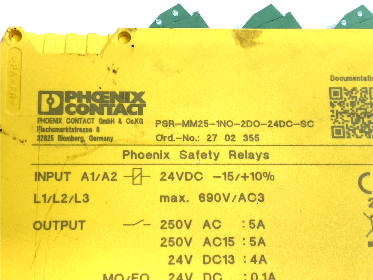 PSR-MM25 -1NO-2DO-24DC-SC | Phoenix Contact Safety Relay 24VDC 2702355 - Used - Maverick Industrial Sales