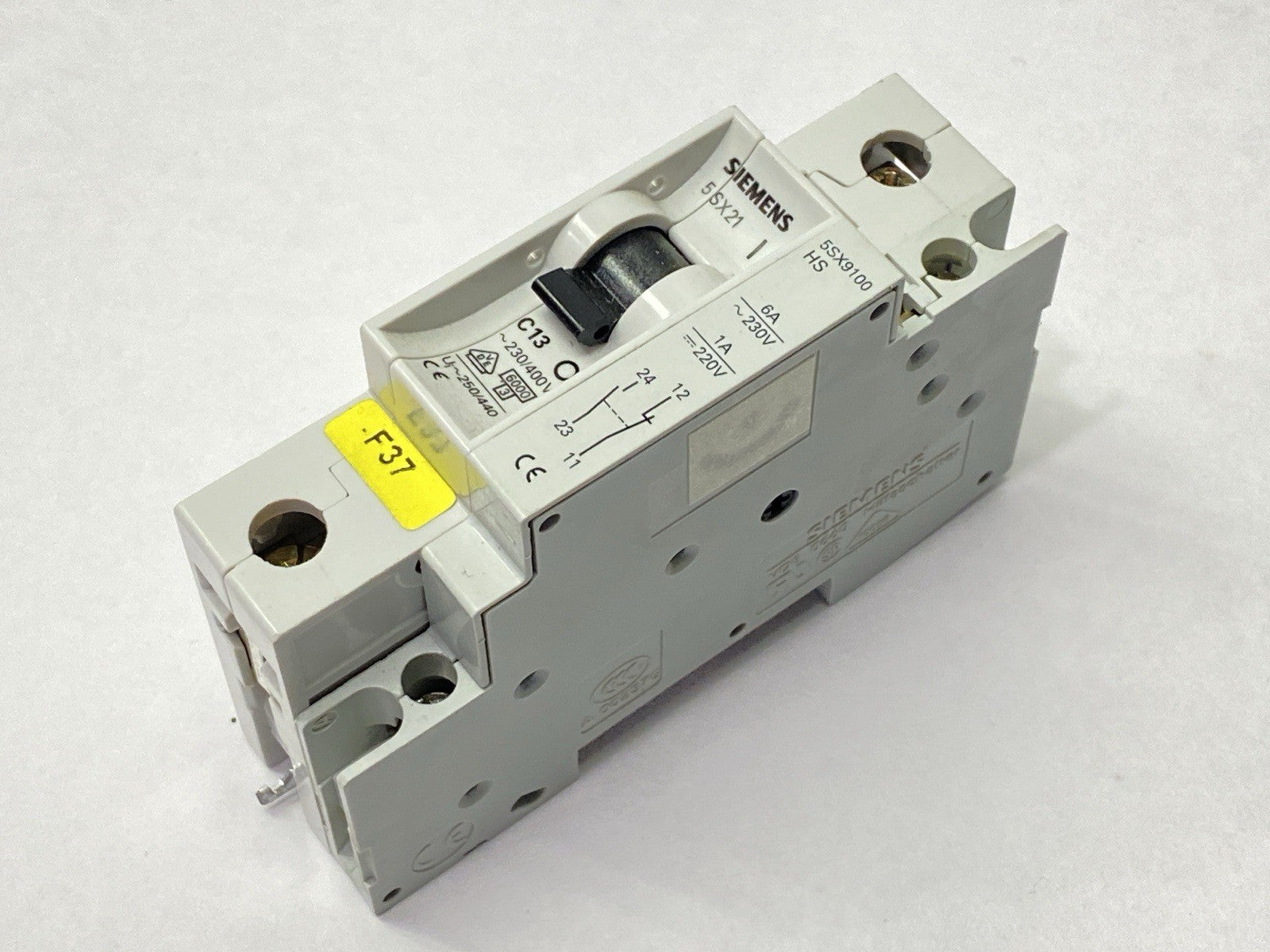 Siemens 5SX21C13 Miniature Circuit Breaker 1P 13A 277VAC w/5SX9100HS Aux Contact - Maverick Industrial Sales