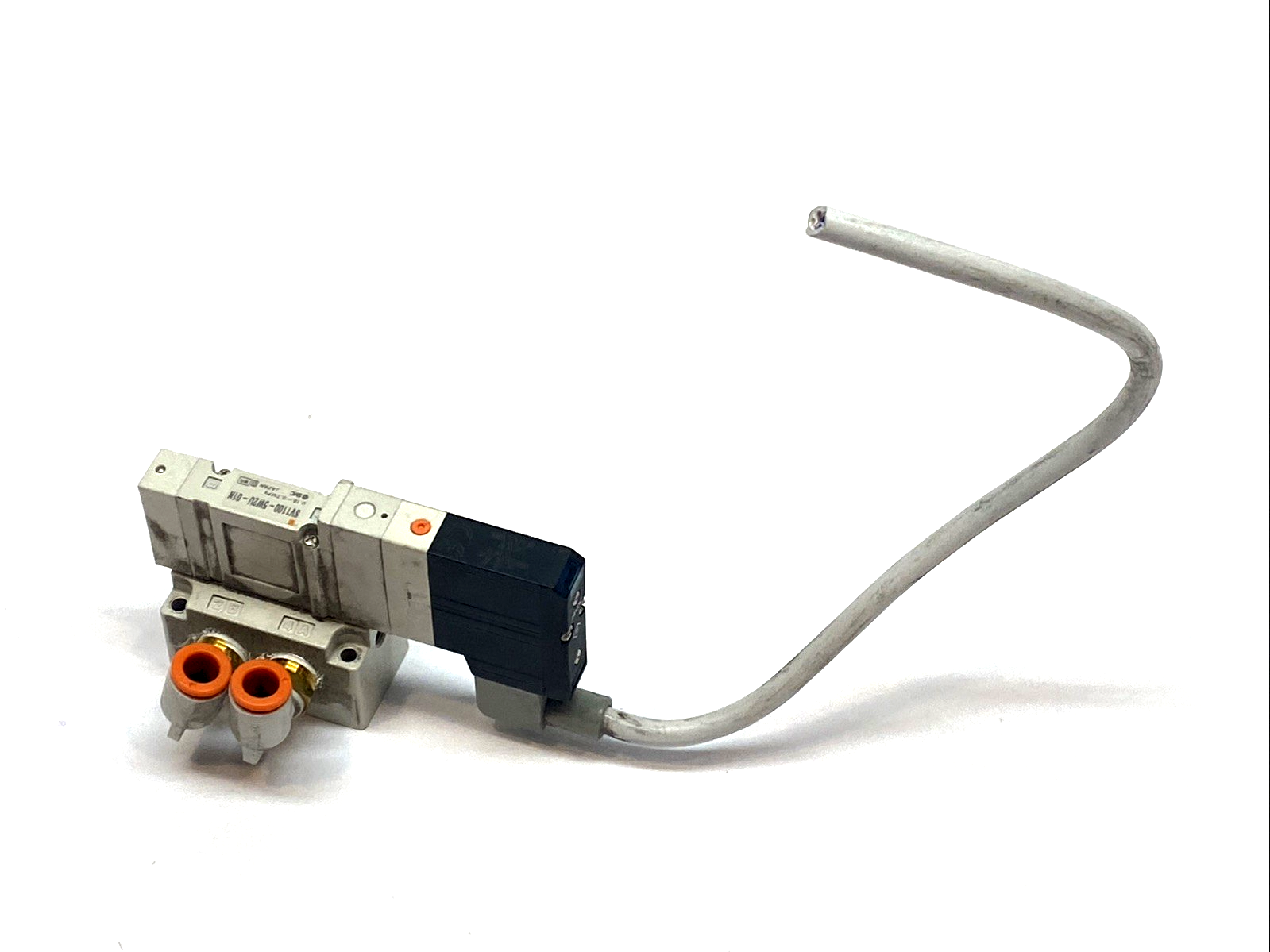 | SMC SV1100-5W2U-01N 5‑Port Solenoid Valve 2‑Position Single 24VDC M12 1/8 NPT - Used - Maverick Industrial Sales