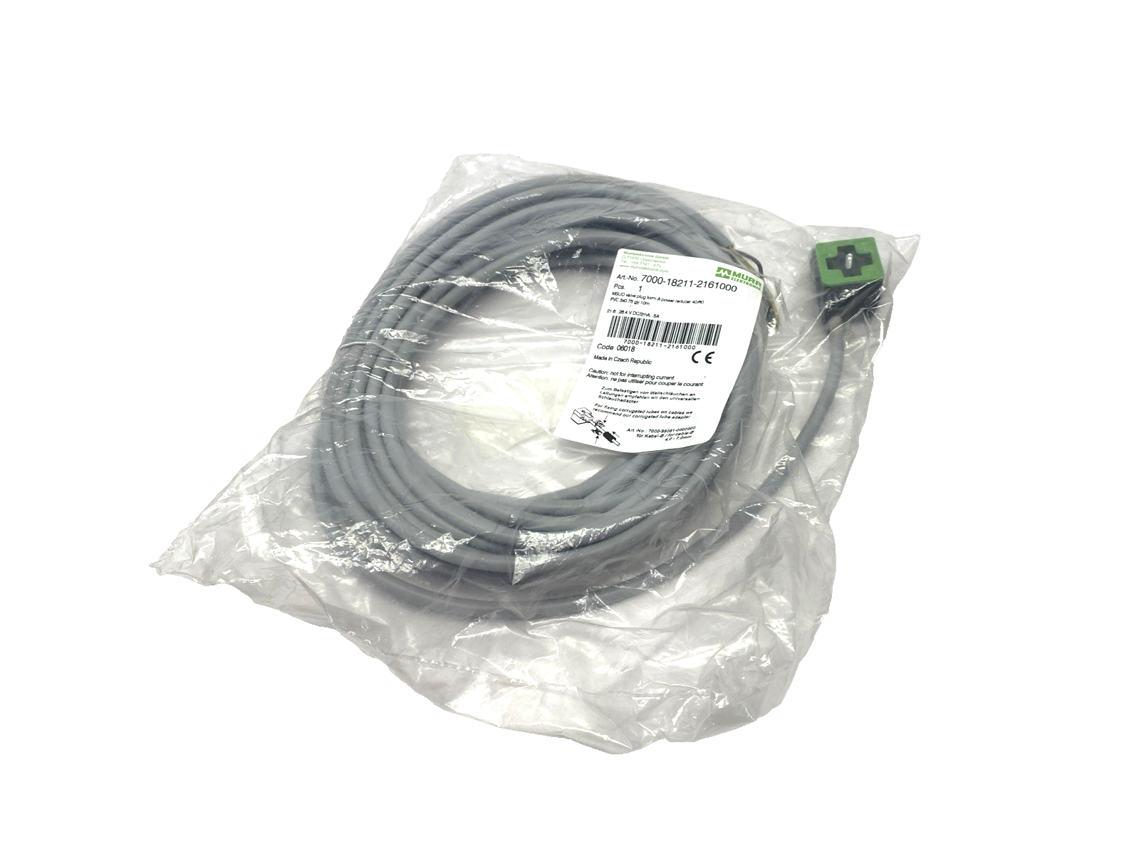 Murr Elektronik 7000-18211-2161000 MSUD Valve Plug A-18mm w/Cable 10m - Maverick Industrial Sales