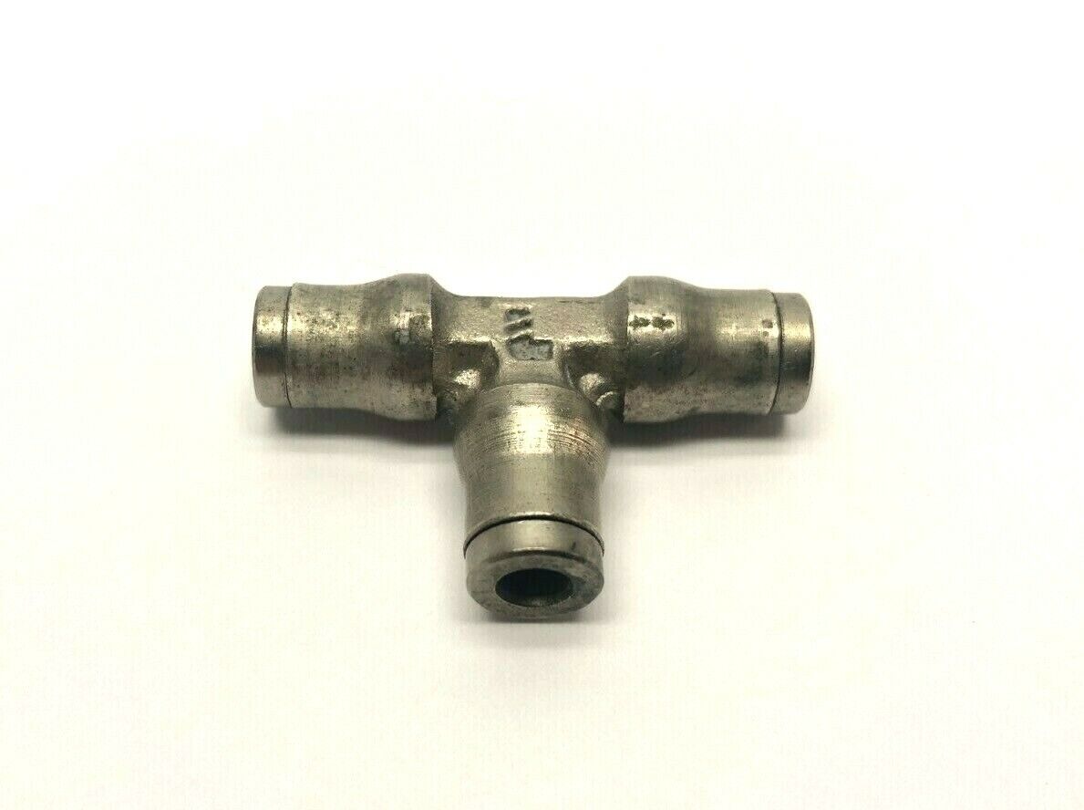 Legris 3604 04 00 Push to Connect Nickel Plated Brass Tee Fitting, 5/32 Tube 4mm - Maverick Industrial Sales