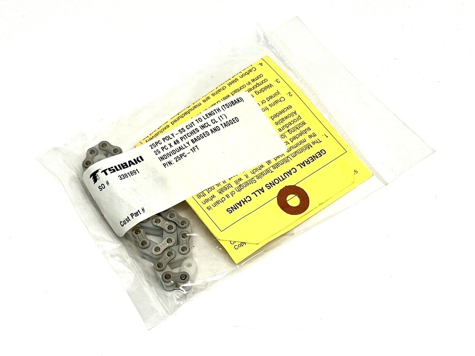 Tsubaki 25PC-1FT 25(PC) Poly-SS Chain 48 PIT INCL C/L - New - Maverick Industrial Sales