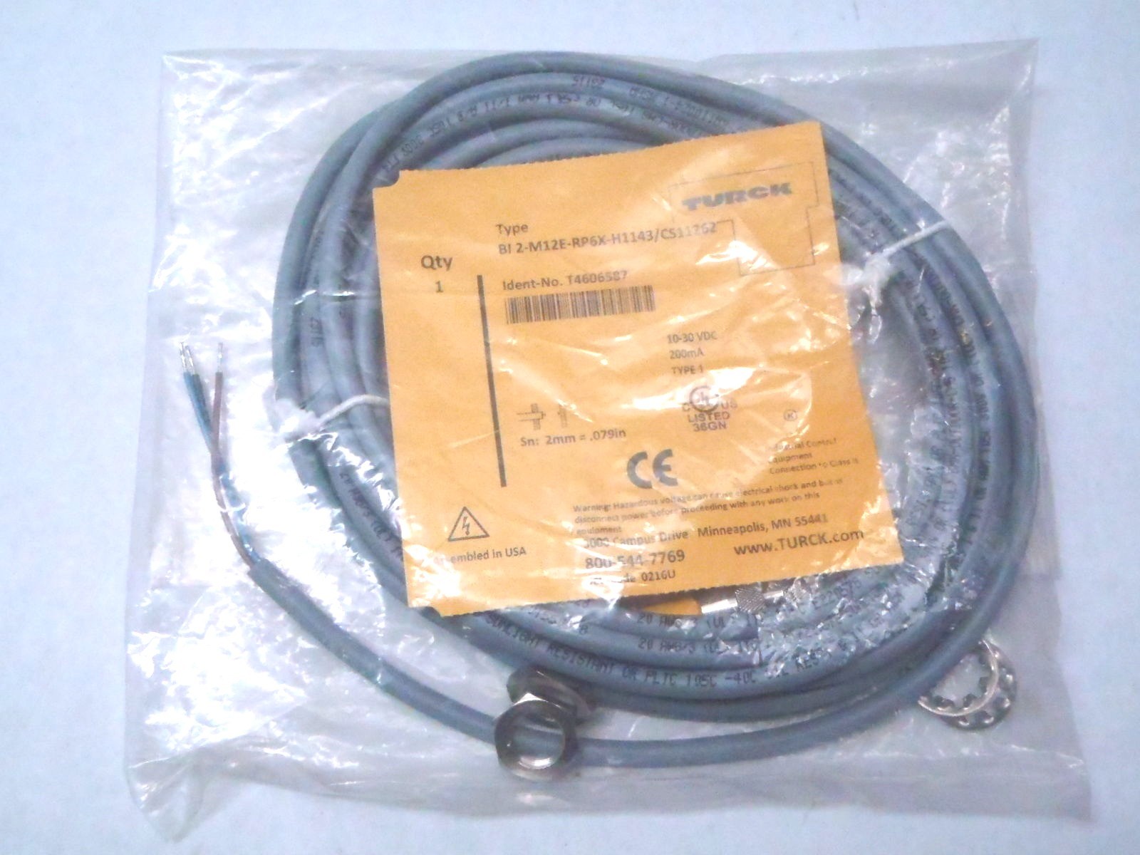 Turck BI 2-M12E-RP6X-H1143/CS11262 Proximity Sensory Assembly T4606587 - Maverick Industrial Sales