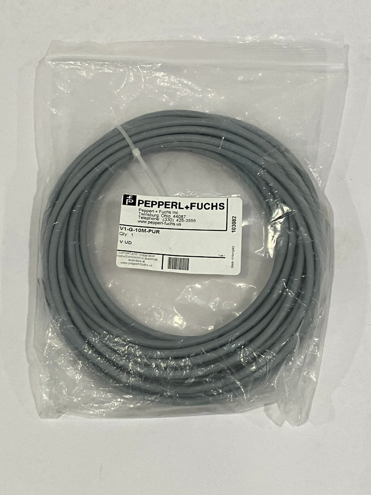 Pepperl+Fuchs V1-G-10M-PUR Cordset 4 Wire Female M12 103082 - New - Maverick Industrial Sales
