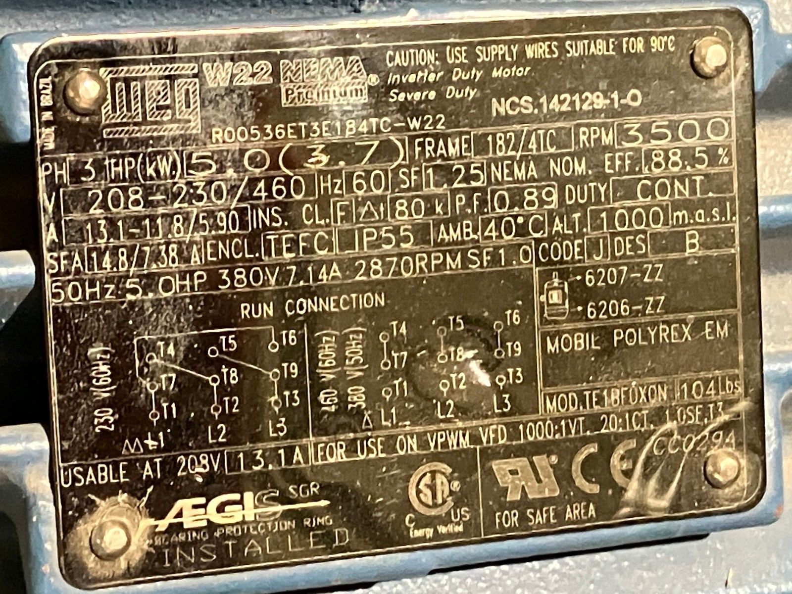 PB-15A | Aerco Centrifugal Pressure Blower R00536ET3E184TC-W22 DAMAGED MOTOR - For parts or not working - Maverick Industrial Sales