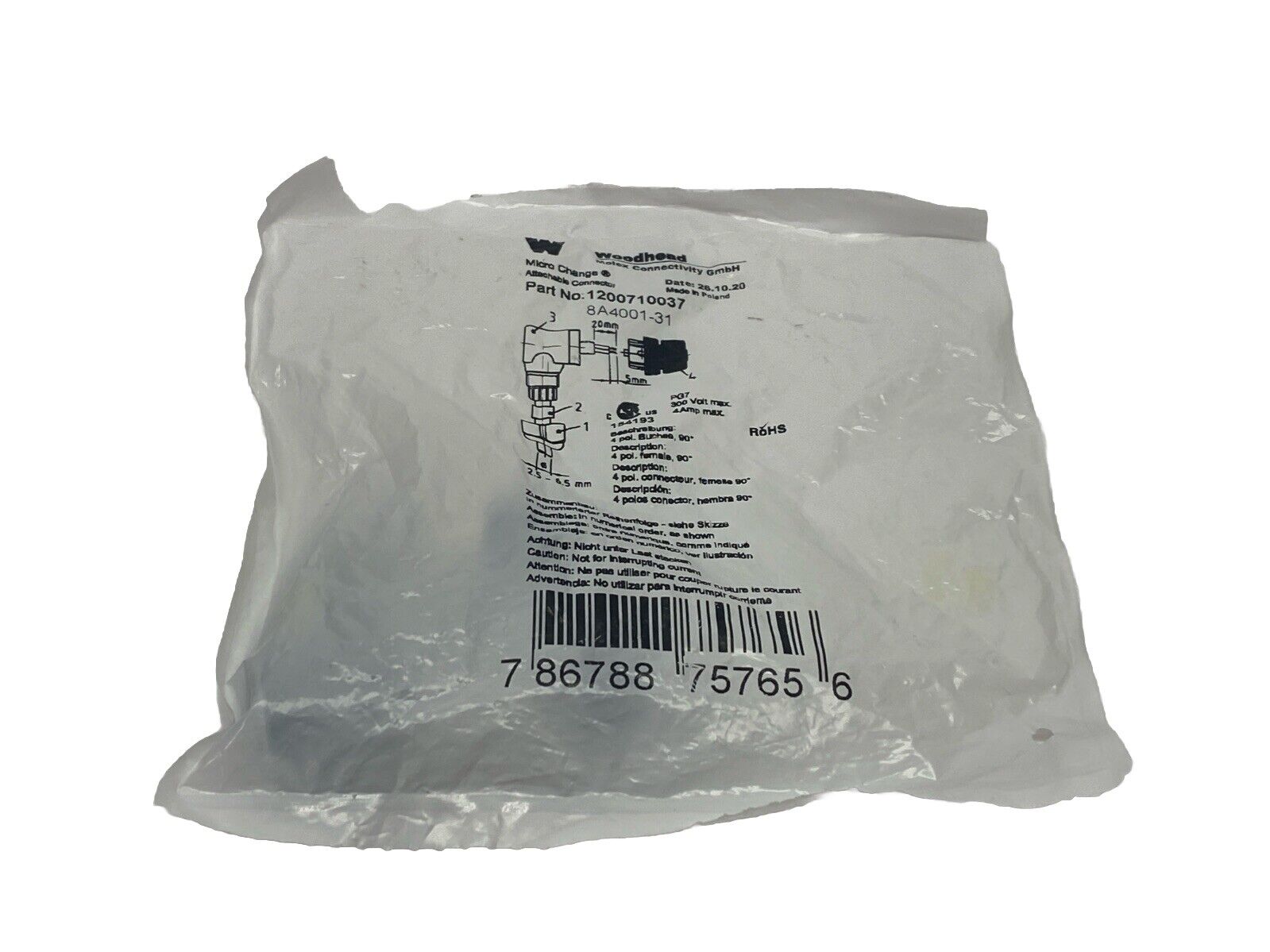 1200710037 | Woodhead Micro Change Attachable Connector 8A4001-31 - New - Maverick Industrial Sales