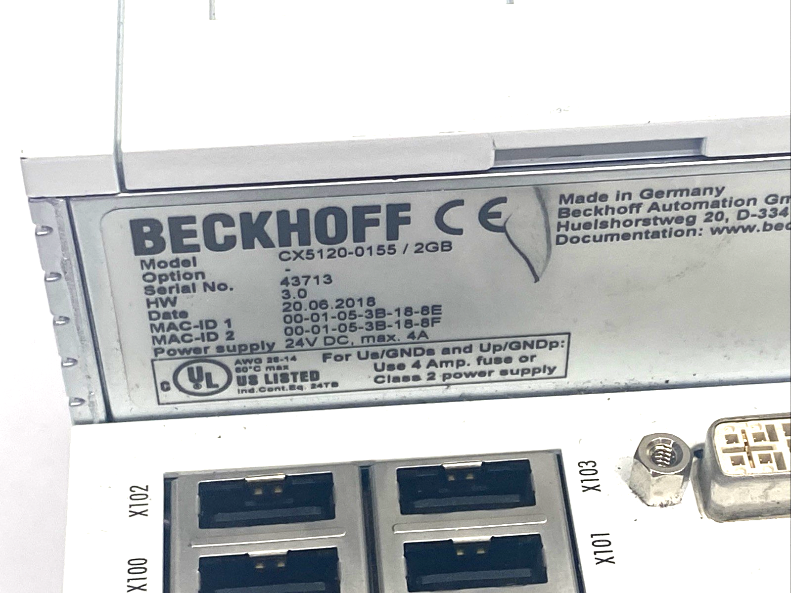 Beckhoff CX5120-0155/2GB Embedded PC Module w/ Intel Atom - Used - Maverick Industrial Sales