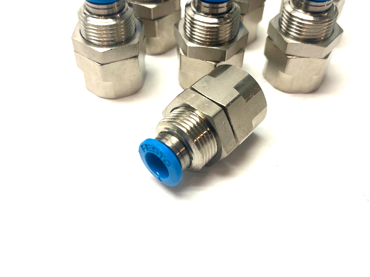 QSSF-1/4-6-B, 153164 | Festo QSSF-1/4-6-B Bulkhead Push-In Fitting G1/4" x 6mm Tube 153164 LOT OF 7 - New Other - Maverick Industrial Sales