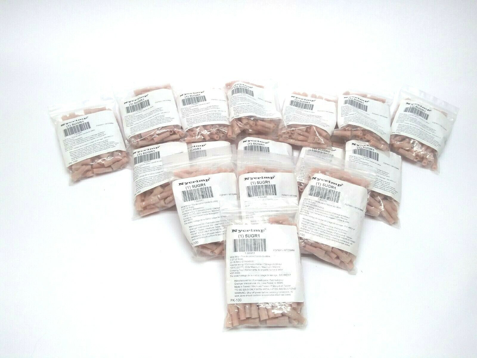 Nycrimp 5UGR1 22-18 AWG FDFNY1-187(5)MM (16 Bags) Approx 1200 + Connectors - New – Open box - Maverick Industrial Sales