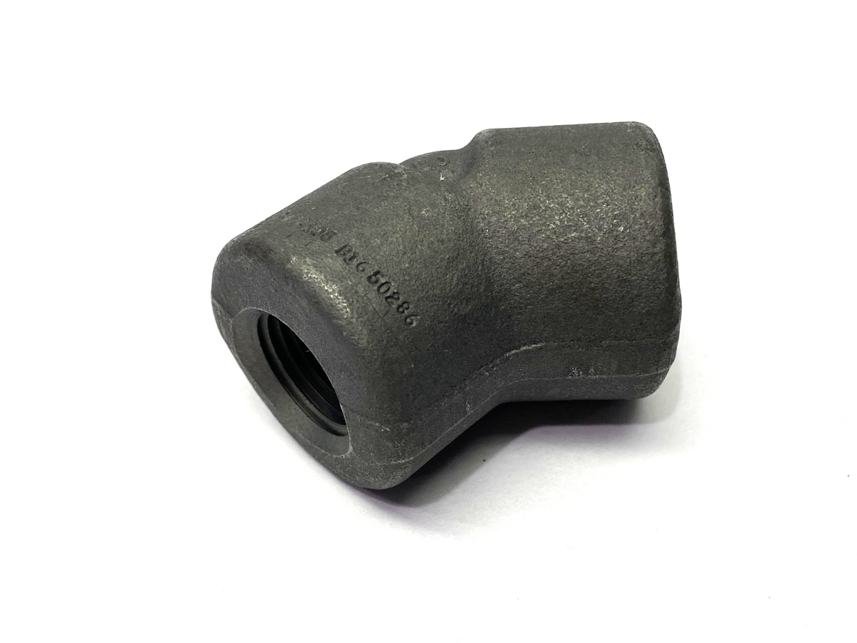 Threaded 45° Female Elbow 1/2", Forged Steel, Class 3000, B16, SA/A105 - Maverick Industrial Sales