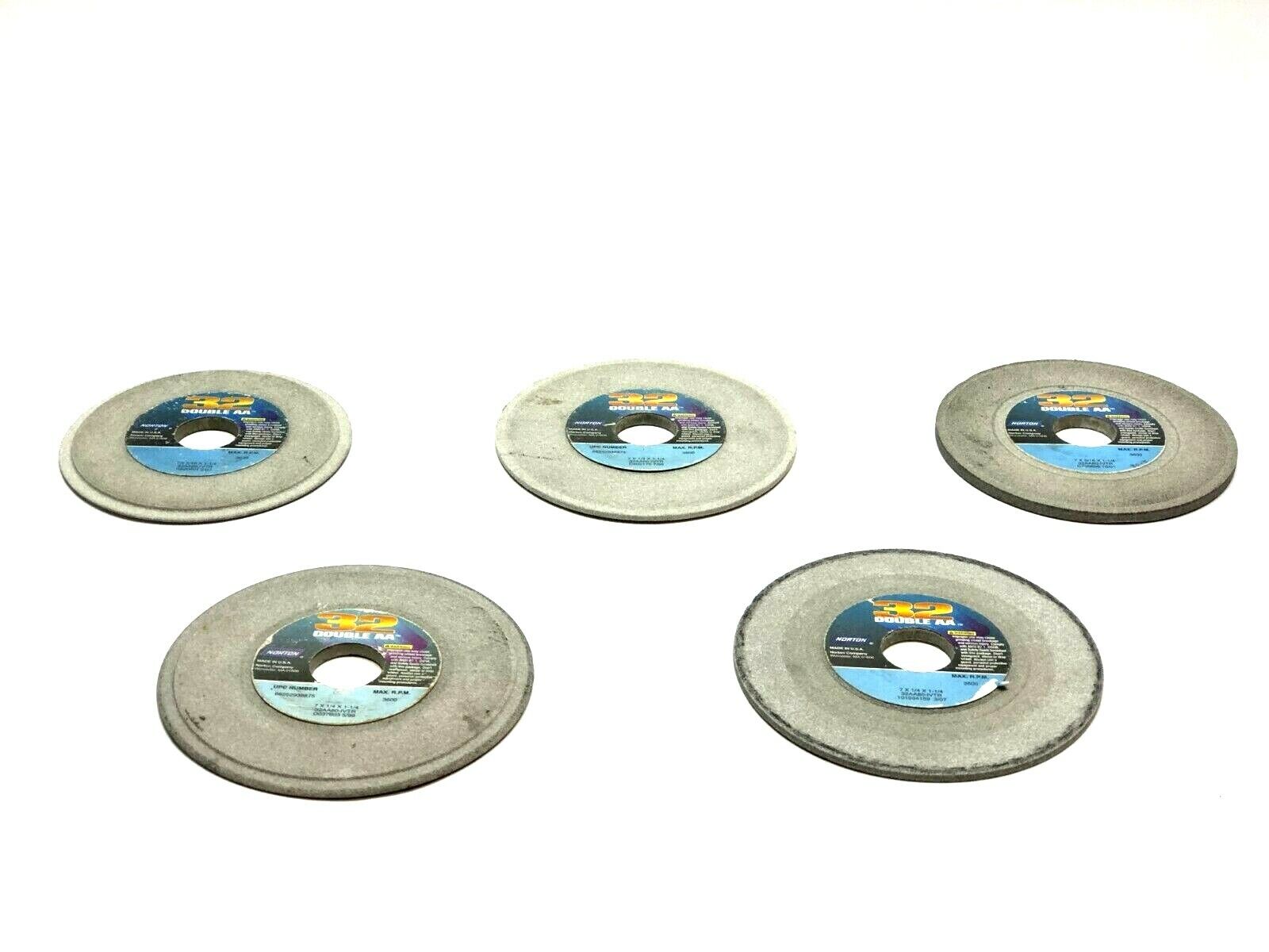 Norton 32AA80-IVTR Grinding Wheels 1-1/4" Bore 3600 RPM LOT OF 5 - Used - Maverick Industrial Sales