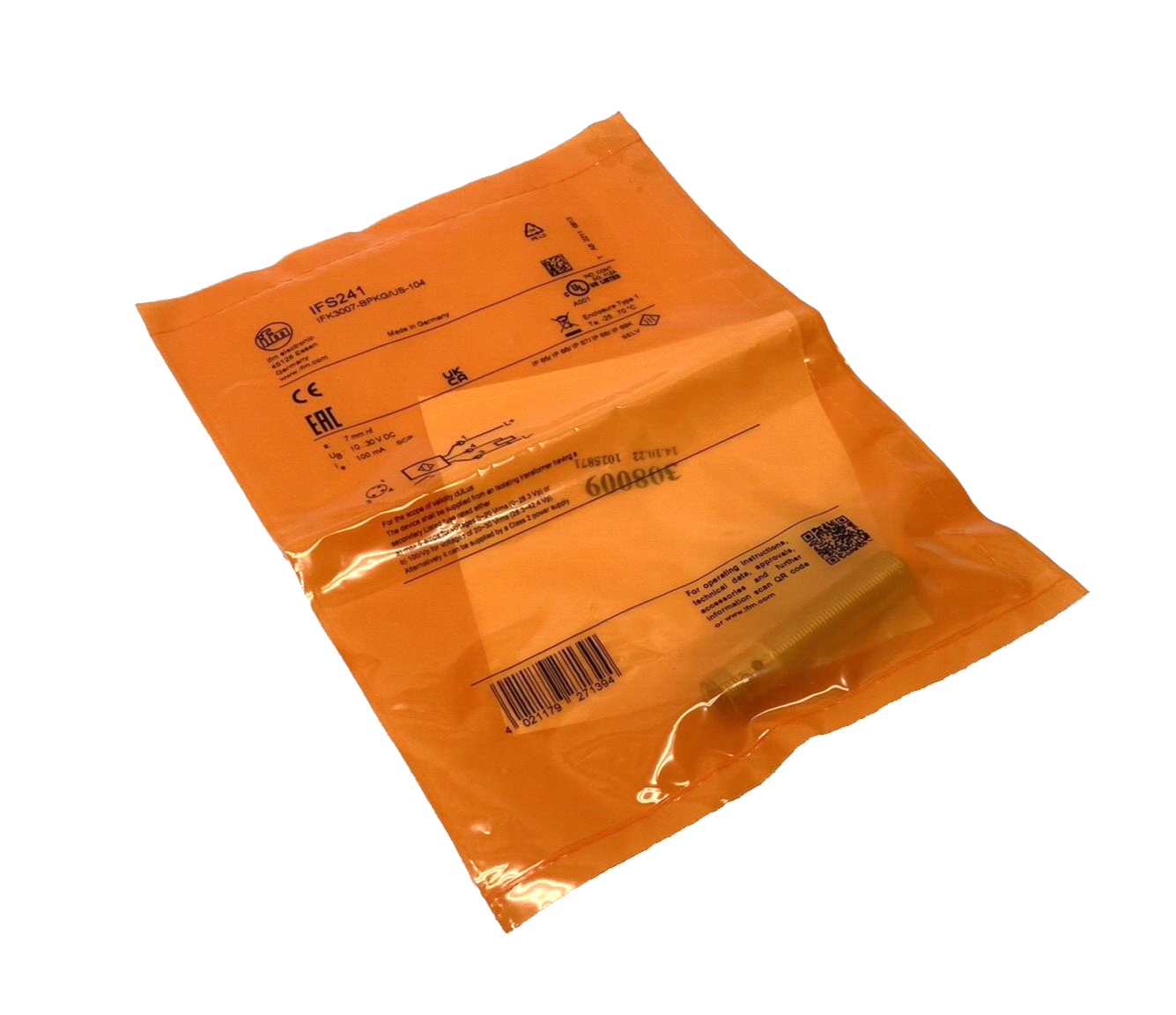 IFS241, IFK3007-BPKG/US-104 | Ifm IFS241 Inductive Proximity Sensor PNP M12 7mm Range IFK3007-BPKG/US-104 - New - Maverick Industrial Sales