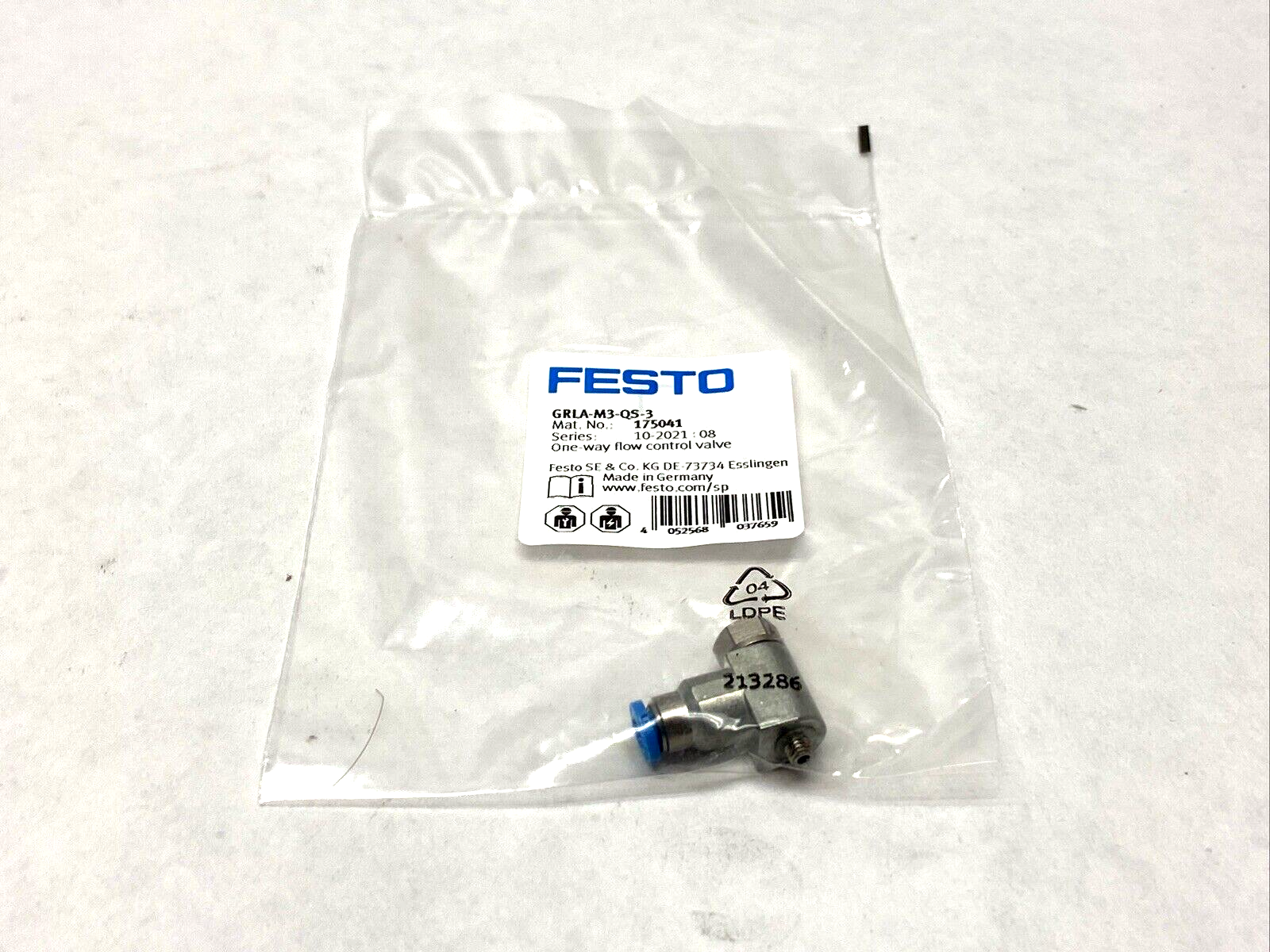 GRLA-M3-QS-3 | Festo One-Way Flow Control Valve 175041 - New - Maverick Industrial Sales