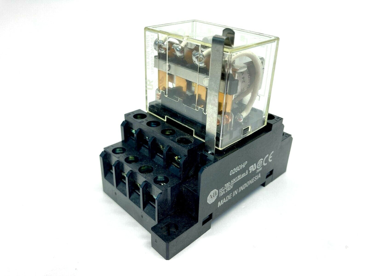 700-HN139,700-HF34Z24 | Allen-Bradley 700-HN139 Ser A Relay Base w/ 700-HF34Z24 Ser B Relay - Used - Maverick Industrial Sales