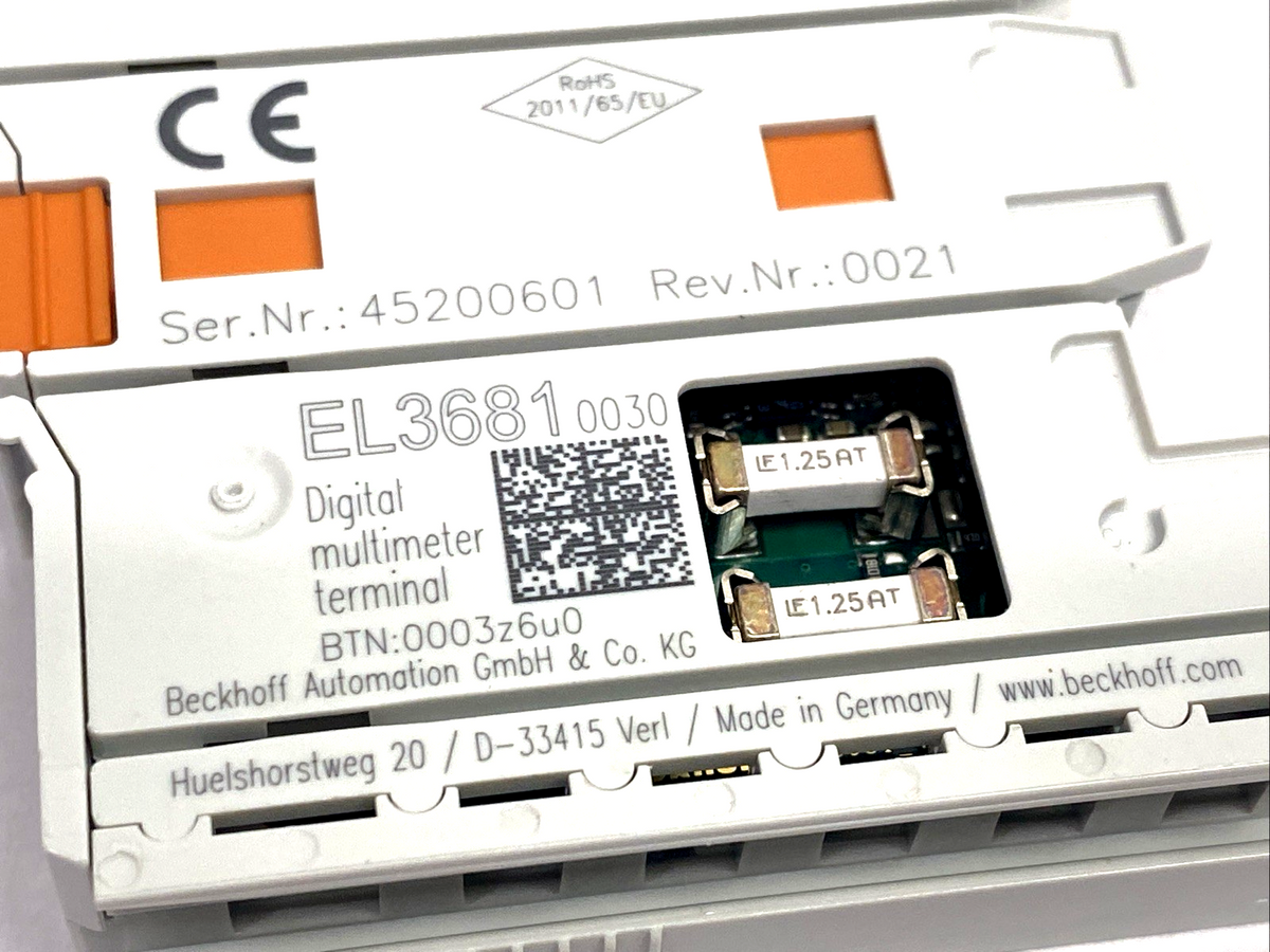 EL3681-0030 | Beckhoff EtherCAT Multimeter Terminal, 1-Ch Analog Input 300V 10A - Used - Maverick Industrial Sales