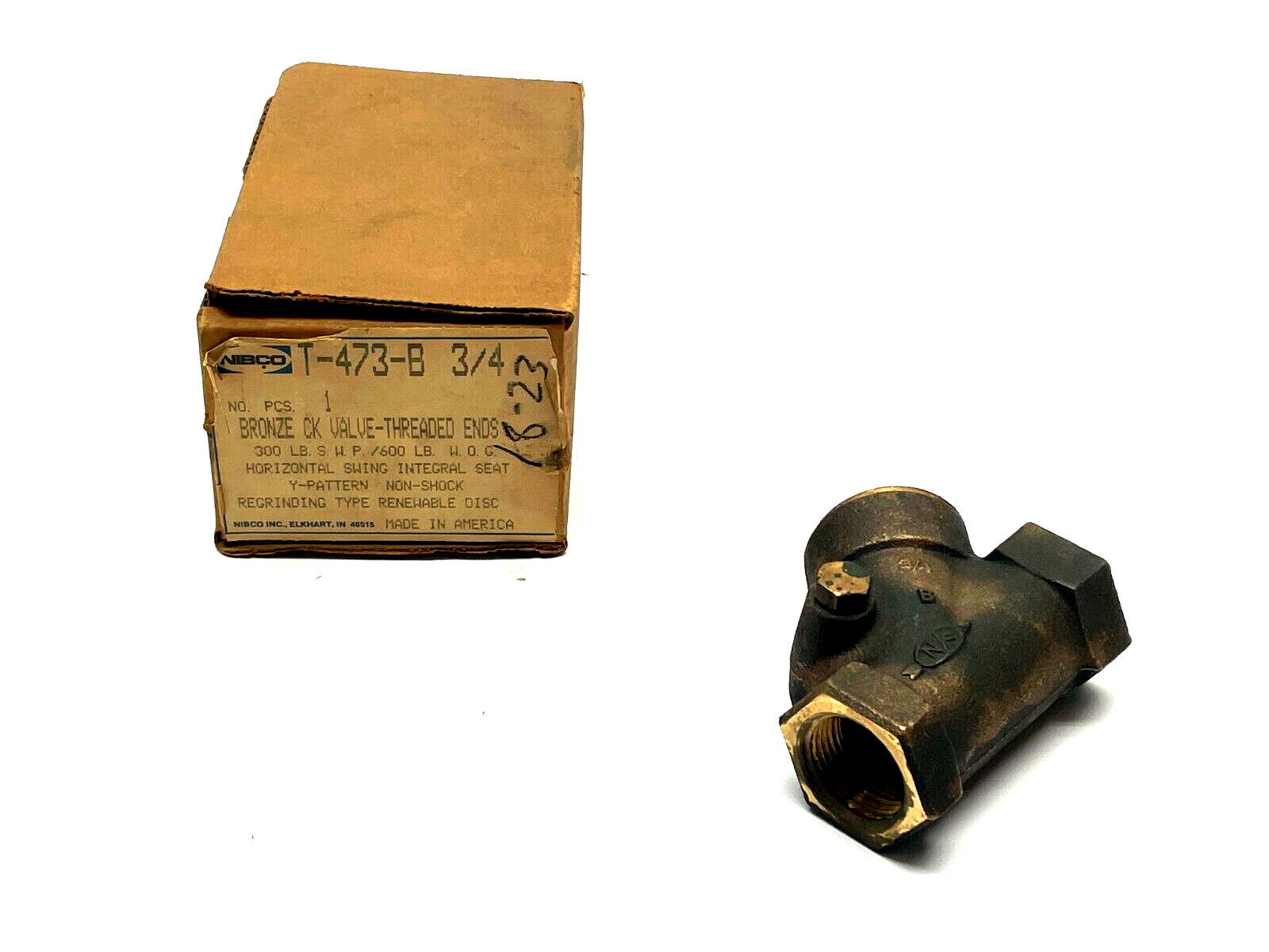 T-473-B | Nibco Check Valve Bronze 3/4" 600psi NL93008 - New - Maverick Industrial Sales