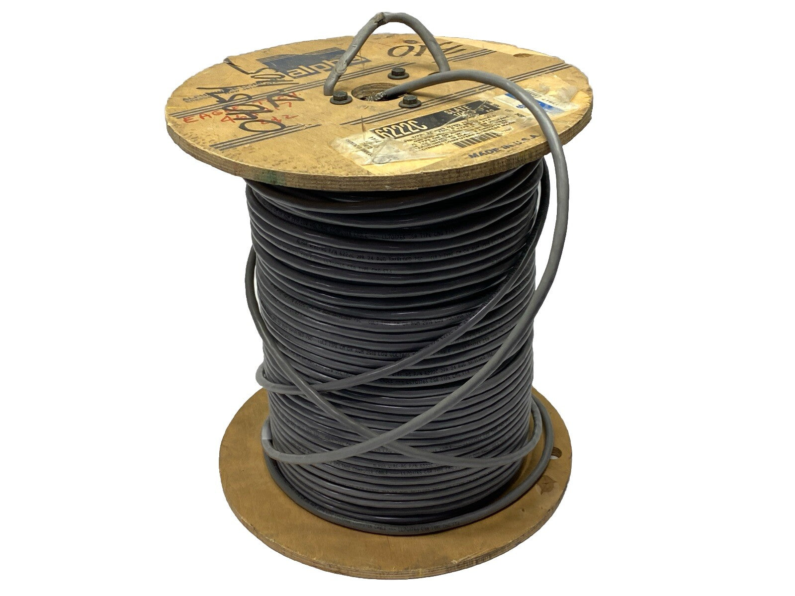 Alpha Wire 6222C Communication And Control Cable 2/PR 24AWG PVC Gray 650FT Spool - Maverick Industrial Sales