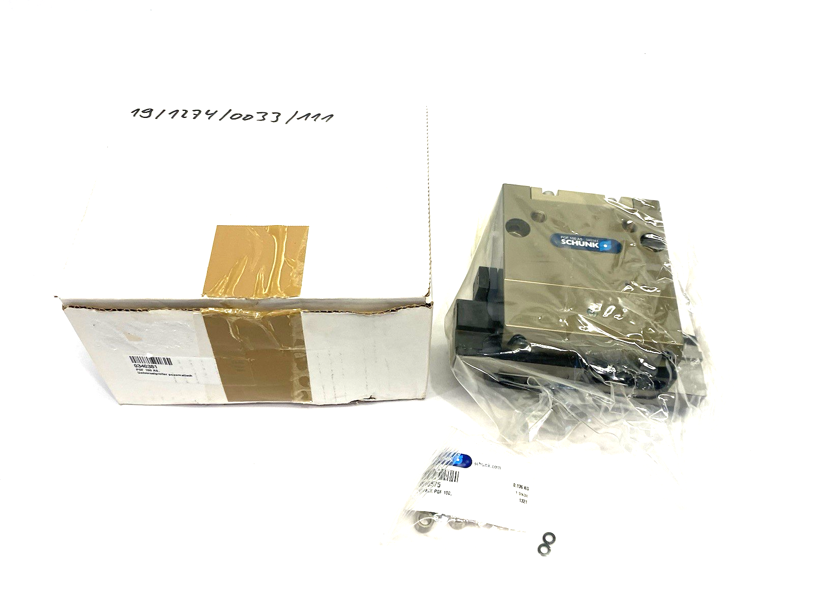 Schunk 0340381 Universal Gripper 23.5mm Stroke Per Jaw Size: 100, PGF 100-AS - Maverick Industrial Sales