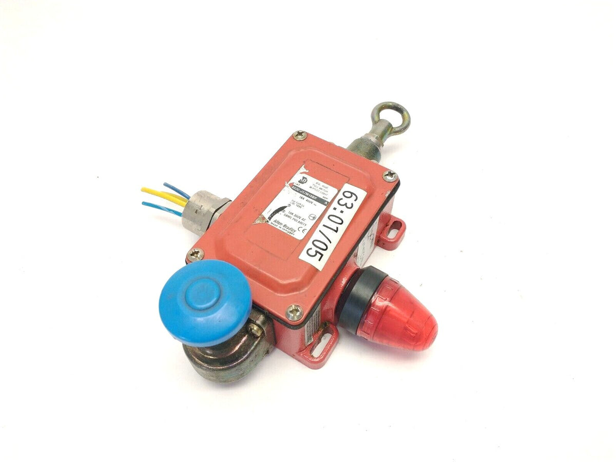 802C-J57M18BR | Allen Bradley Ser. A Cable Pull Switch & Pilot Light 10A 300VAC - Used - Maverick Industrial Sales