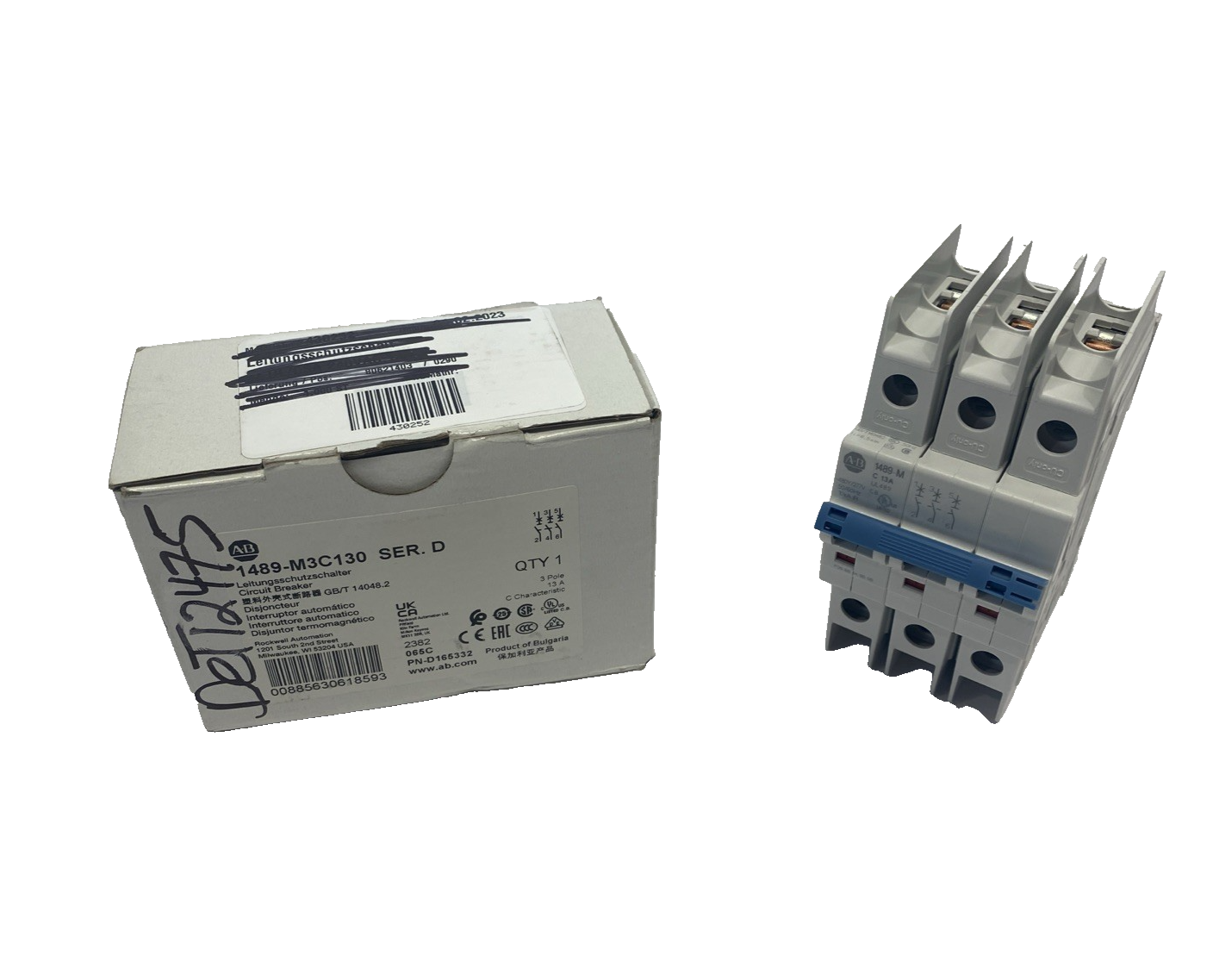 Allen Bradley 1489-M3C130 Ser. D Miniature Circuit Breaker 13A 3P Trip C - Maverick Industrial Sales