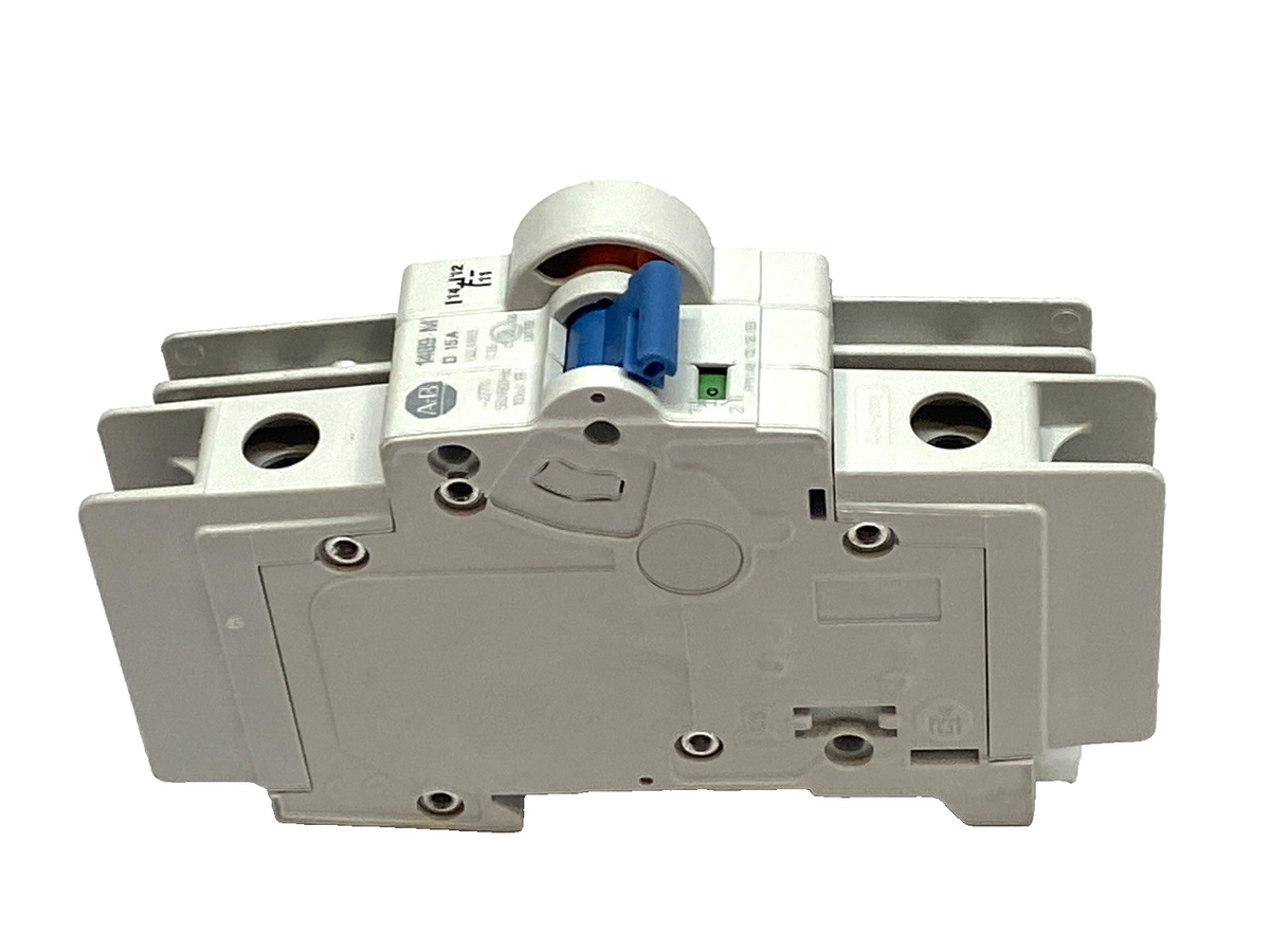 1489-M1D150 | Allen‑Bradley Breaker 15A w/ 1489-AMRA3 Aux Contact 1P SER. D- Used - Maverick Industrial Sales