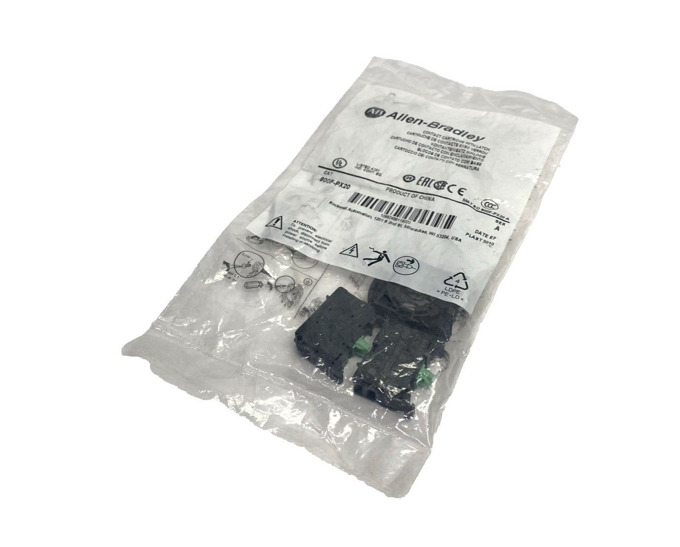 800F-PX20 | Allen Bradley Ser. A 22mm Back Of Panel Contact Block & Latch Kit 2NO - New - Maverick Industrial Sales