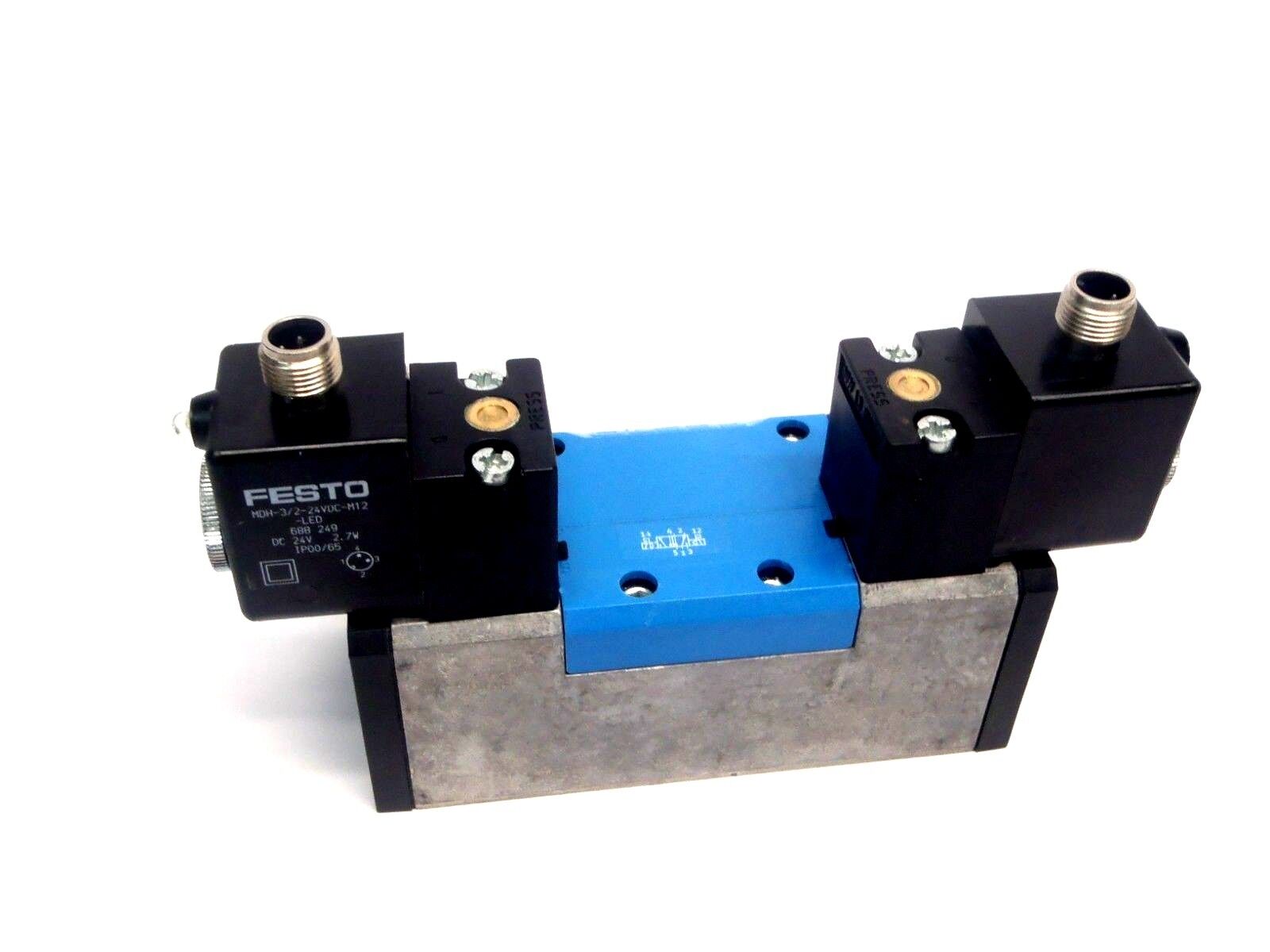 Festo JMDH-5/2-D-2-M12-C Solenoid Valve w/ MDH-3/2-24VDC-M12 Pilot Valves - Maverick Industrial Sales