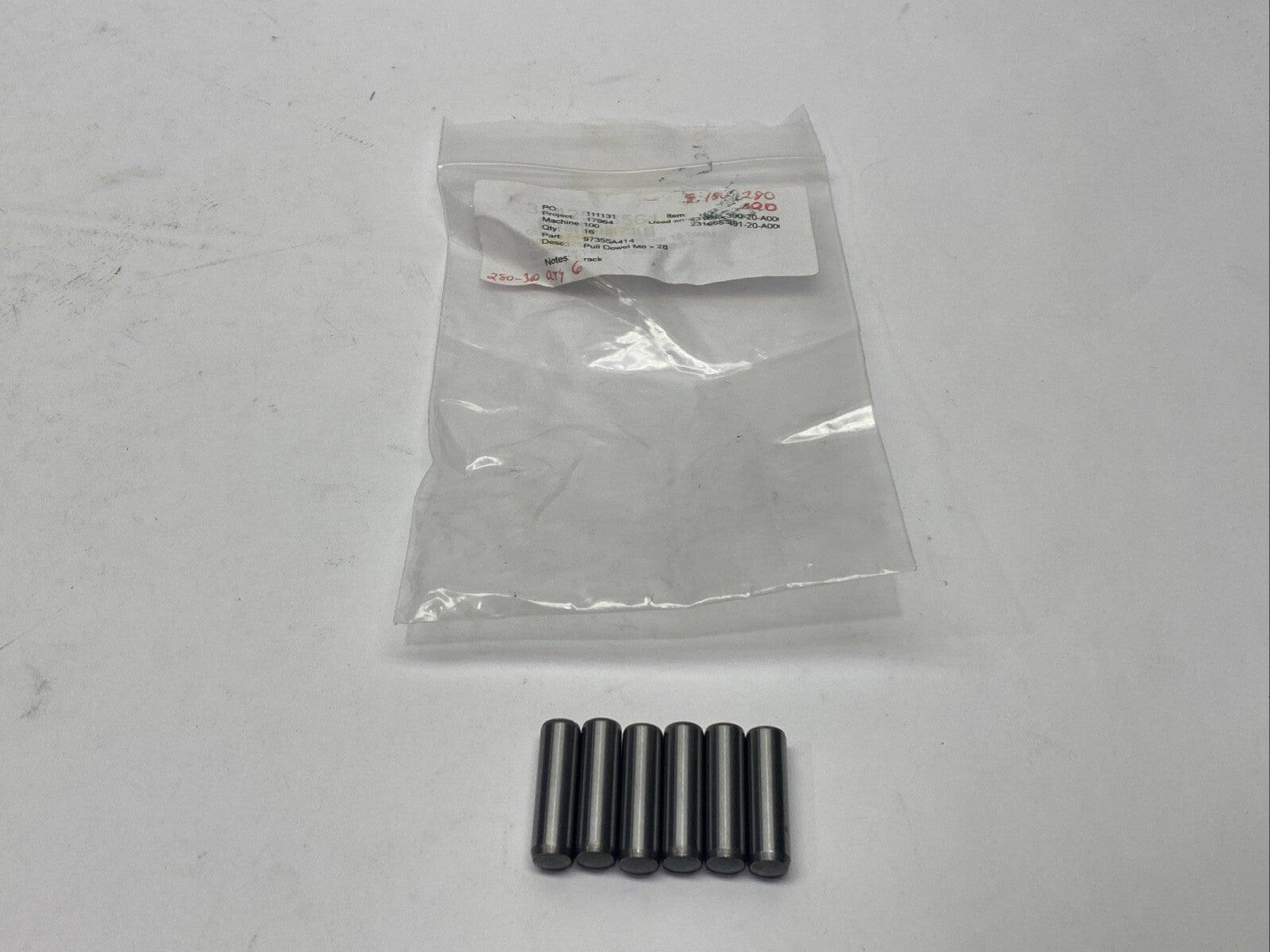 97355A414 Pull-Out Dowel M8x28 LOT OF 6 - New – Open box - Maverick Industrial Sales