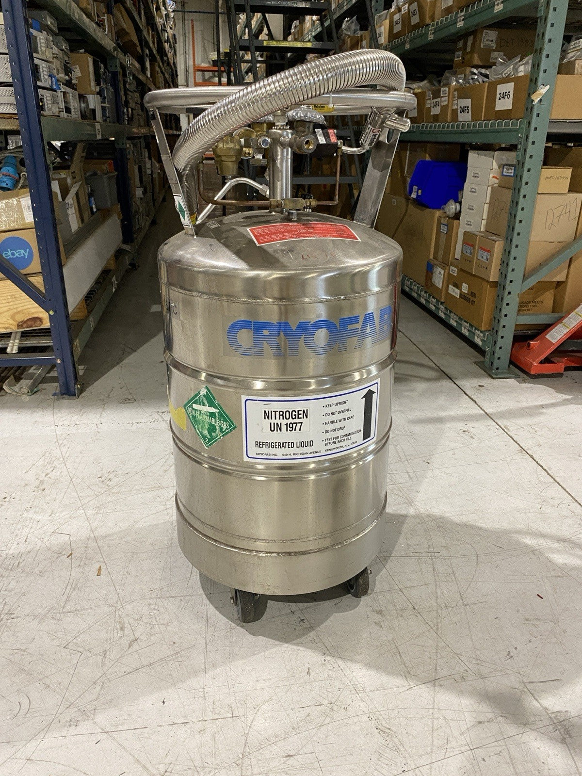 Cryofab CL 80/CLPB 80 LN2, LOX LARG Dewar Container With Technifab Transfer Hose - Maverick Industrial Sales