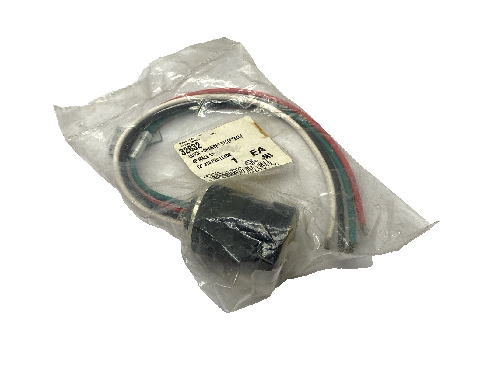 32632 | Woodhead Connectivity Quick Change Receptacle 4P Male 1/2" 12" Leads - New - Maverick Industrial Sales