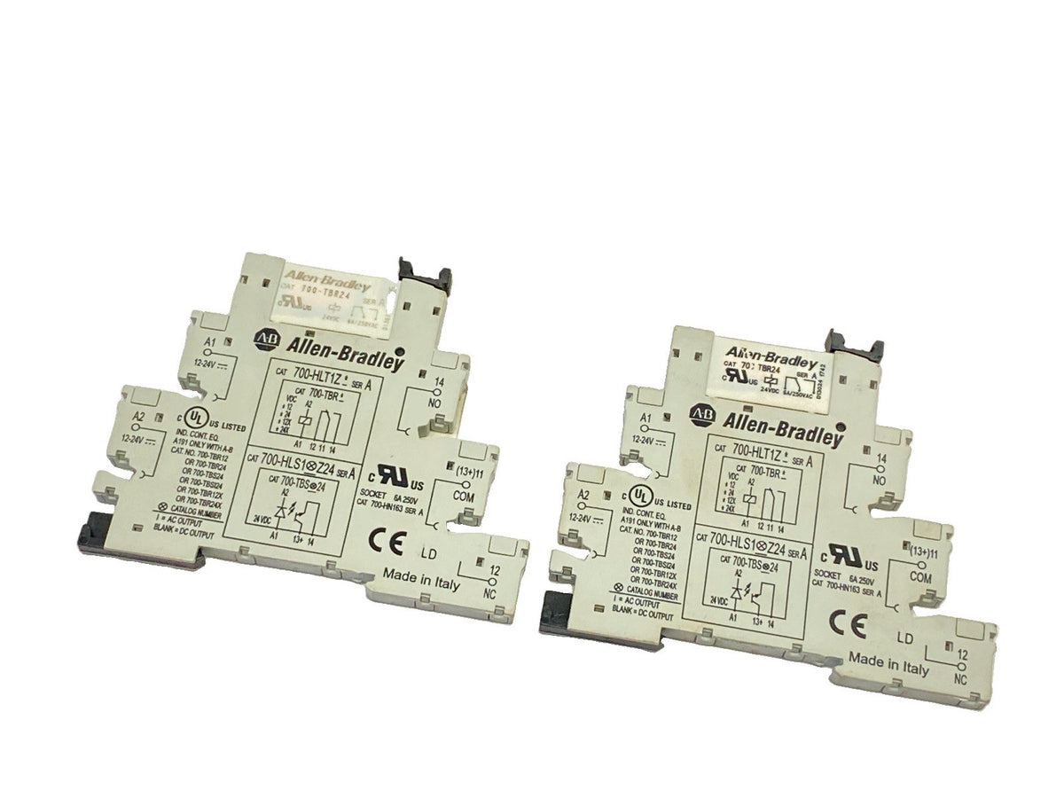 Allen Bradley 700-HLTZ1Z24 Ser A Terminal Block Relay 24VDC 6A 250VAC LOT OF 2 - Maverick Industrial Sales