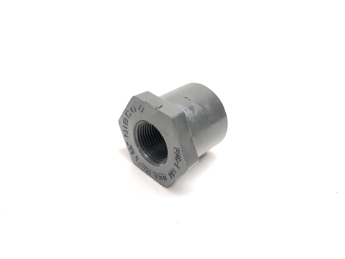 4518-3, CA13850, 039923157942 | Nibco 4518-3 SCH80 PVC-I Flush Spigot Reducer Bushing 1-1/4" SPG x 3/4" Thread - Maverick Industrial Sales