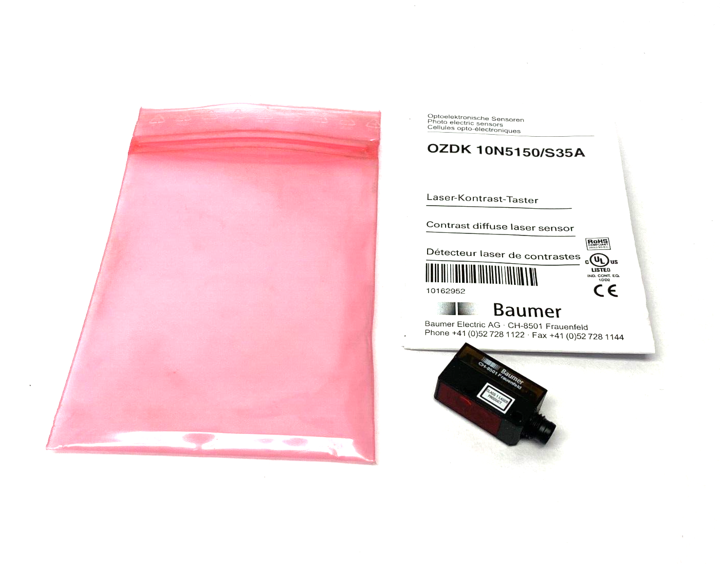 Baumer OZDK 10N5150/S35A Miniature Diffuse Contrast Sensor 3~150mm 10162952 - Maverick Industrial Sales