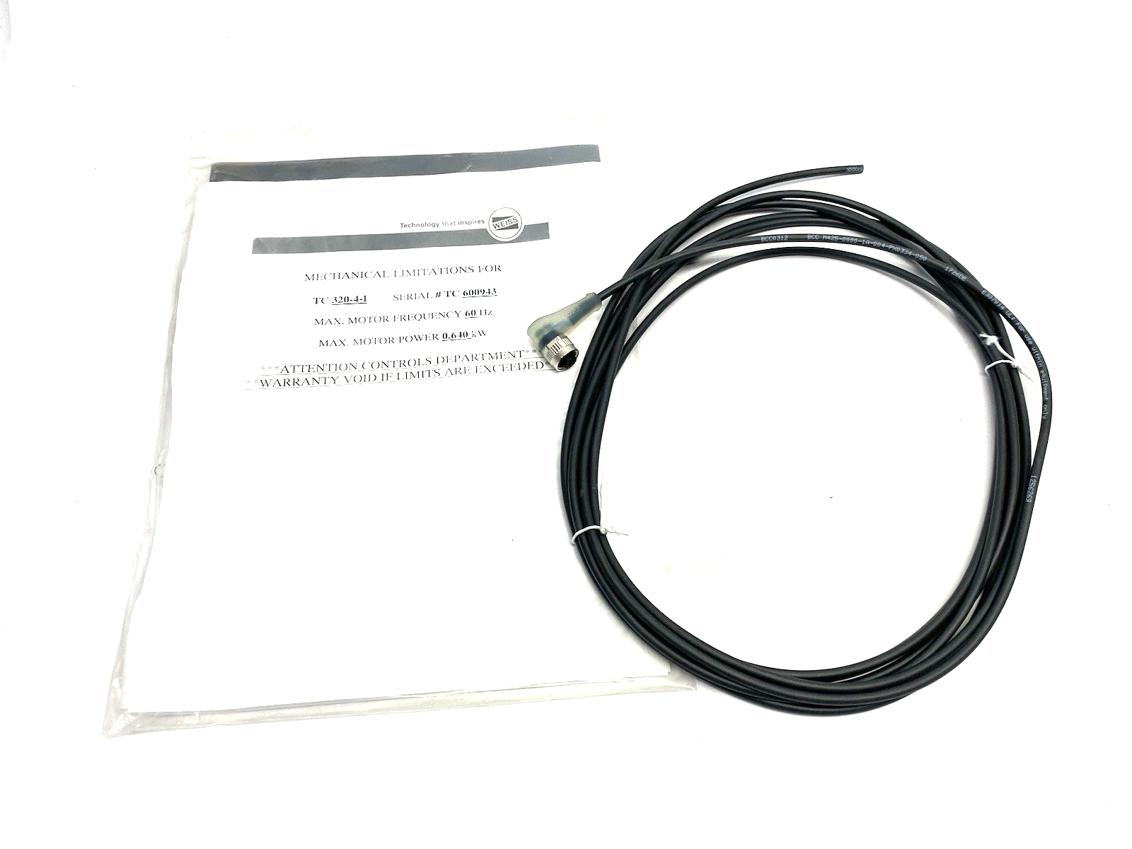 TC 320-4-I | Weiss Mechanical Specs/Limitations Packet for w/ Balluff BCC0312 - New – Open box - Maverick Industrial Sales