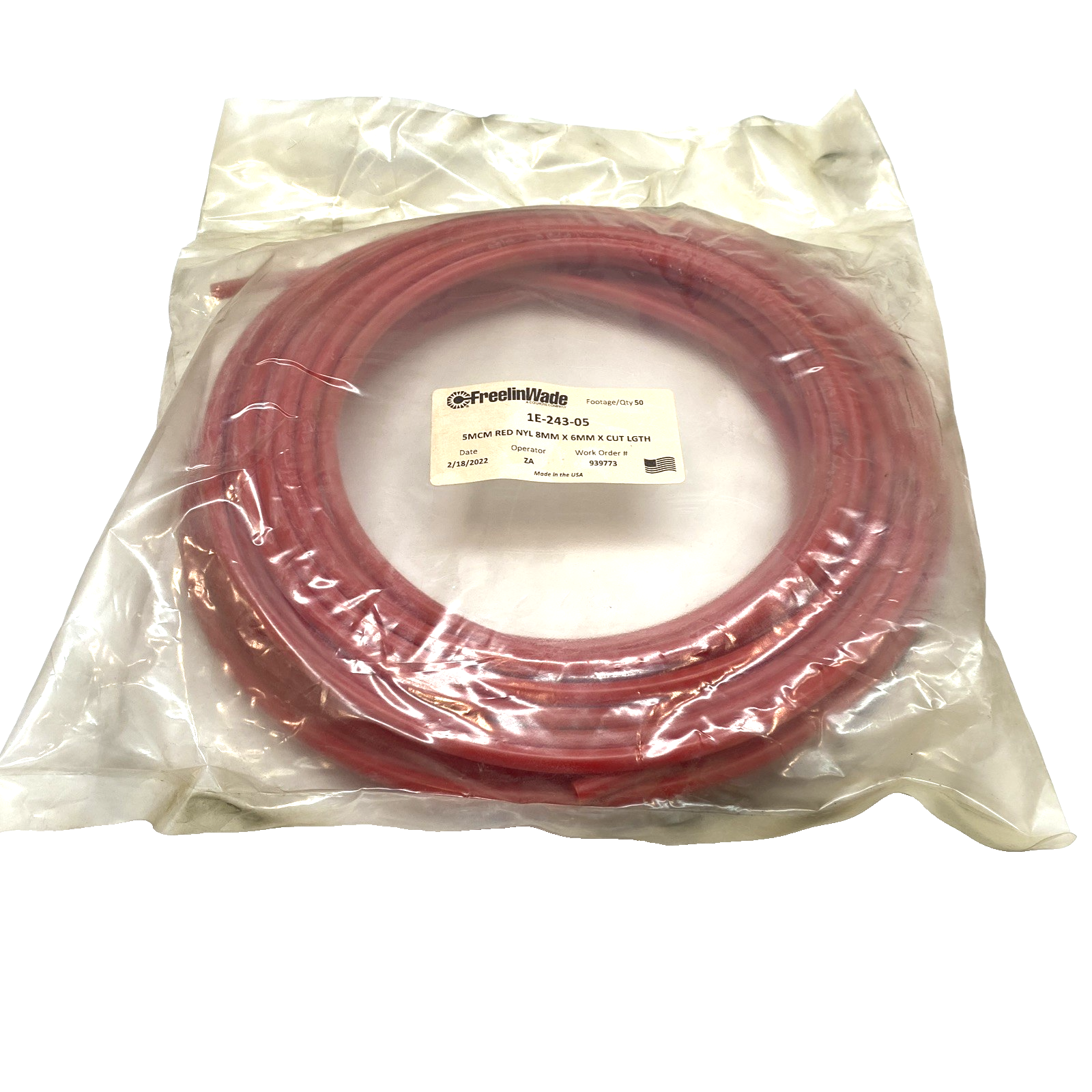 FreelinWade 1E-243-05 Nylon Tubing Red 8mmX6mm - New - Maverick Industrial Sales