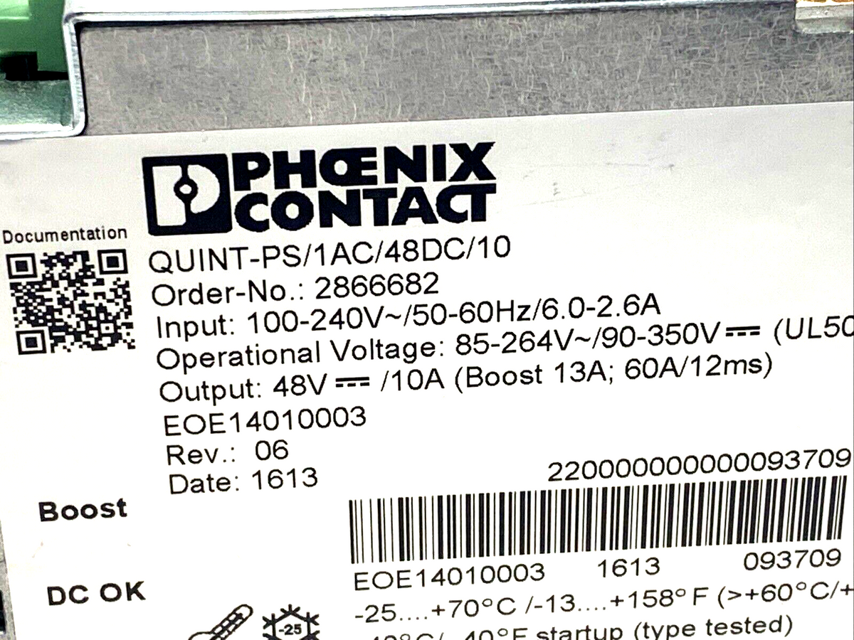 QUINT-PS/1AC/48DC/10,2866682 | Phoenix Contact QUINT-PS/1AC/48DC/10 Power Supply Unit 48VDC 10A 2866682 - Used - Maverick Industrial Sales
