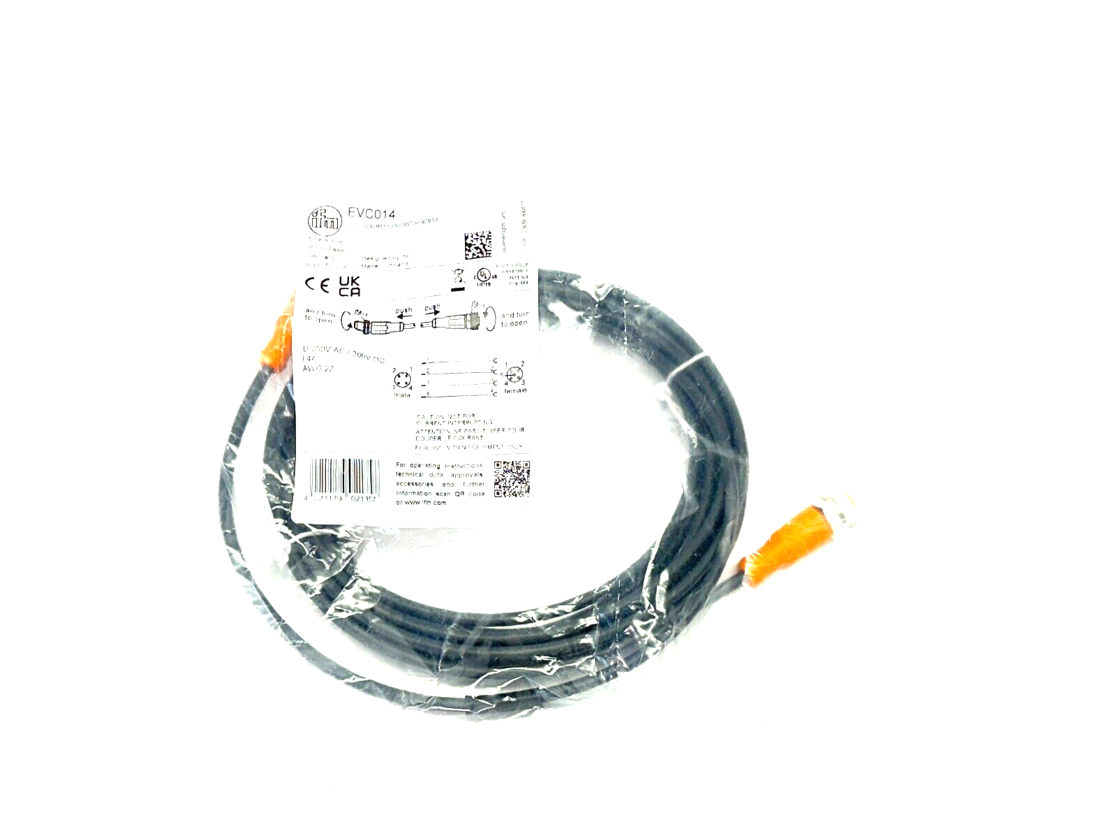 ifm EVC014 Connection Cable M/F M12 5m VDOGH040MSS0005H04STGH040MSS - Maverick Industrial Sales